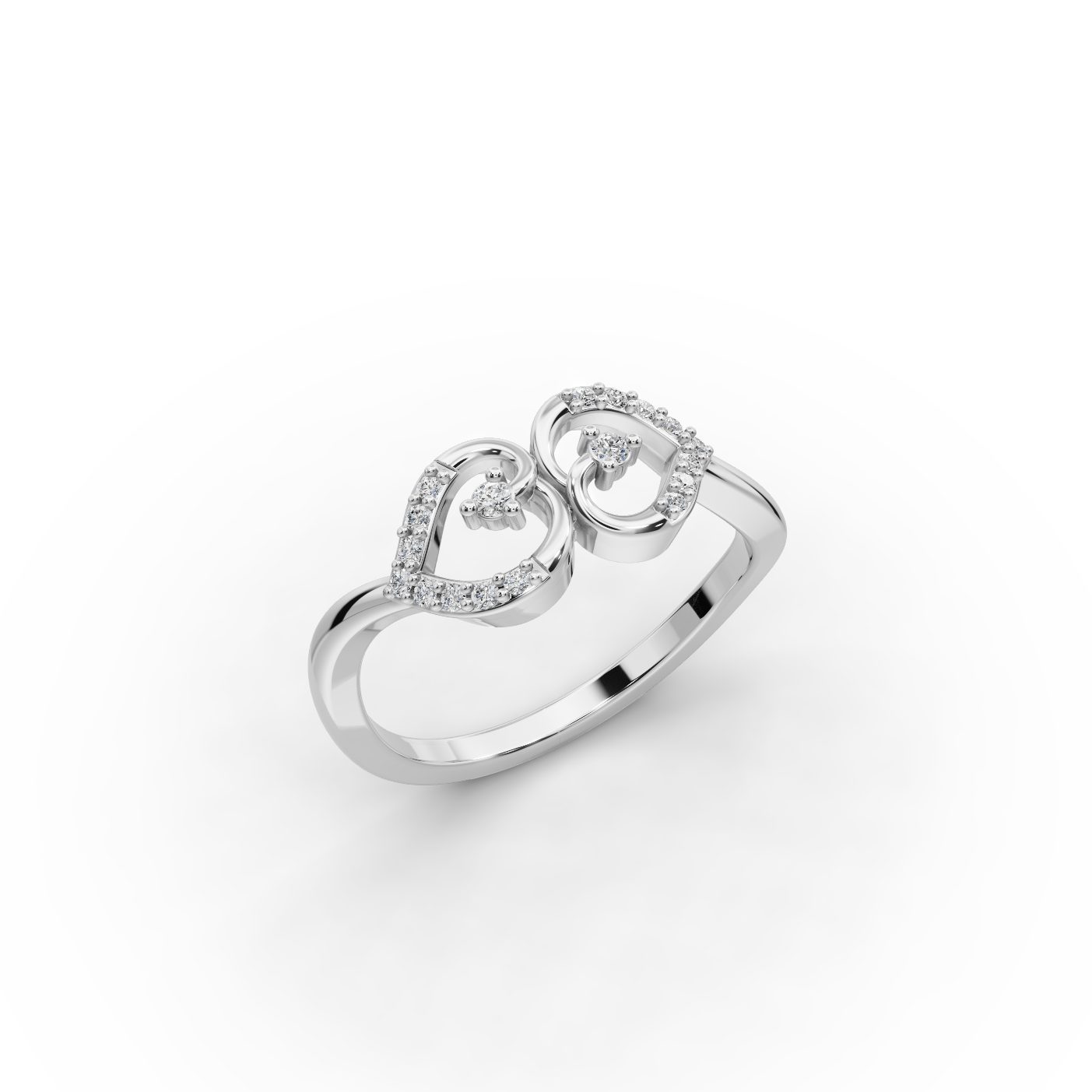Iconic Promise Twin Heart Lab-Grown Diamond Silver Ring in silver