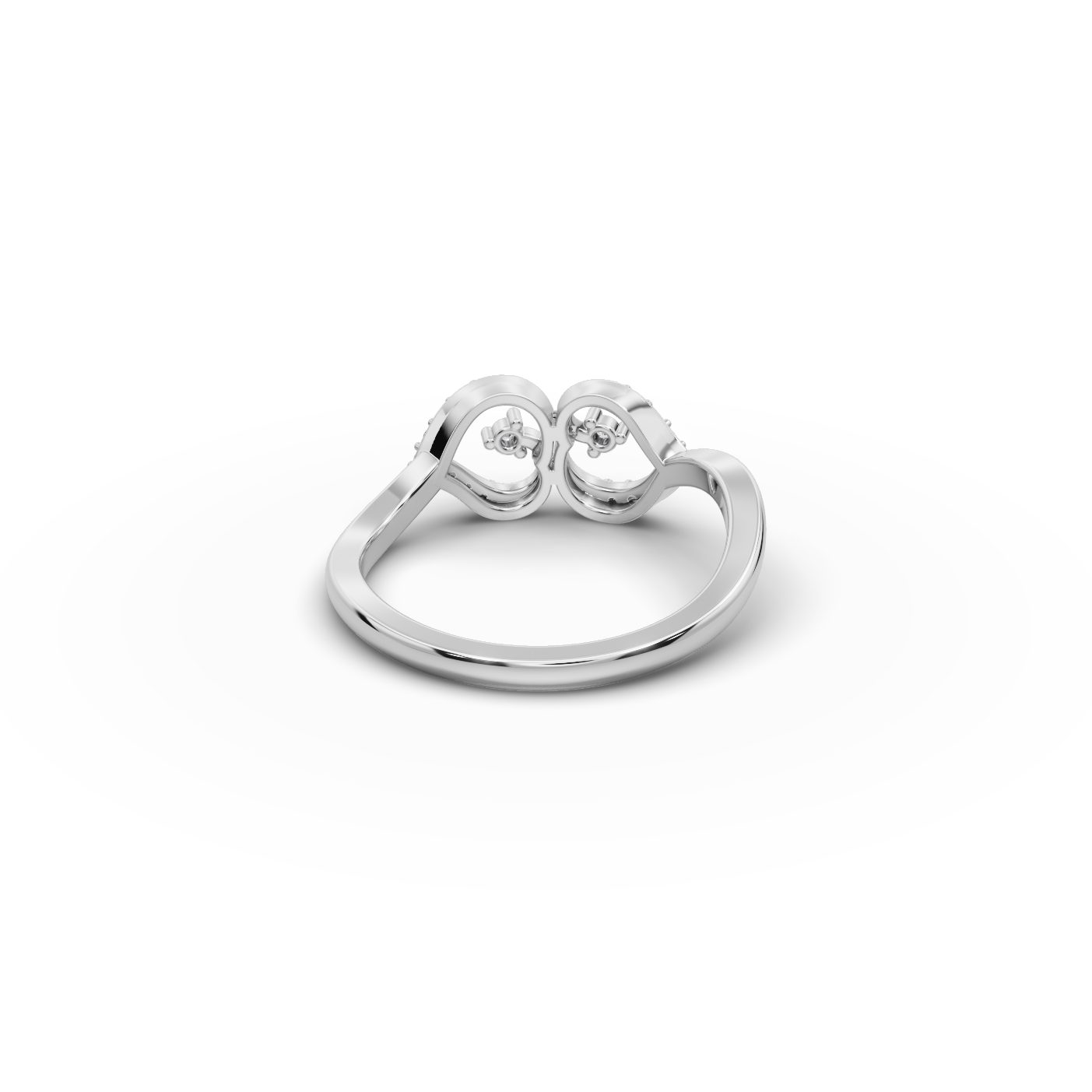Iconic Promise Twin Heart Lab-Grown Diamond Silver Ring in silver