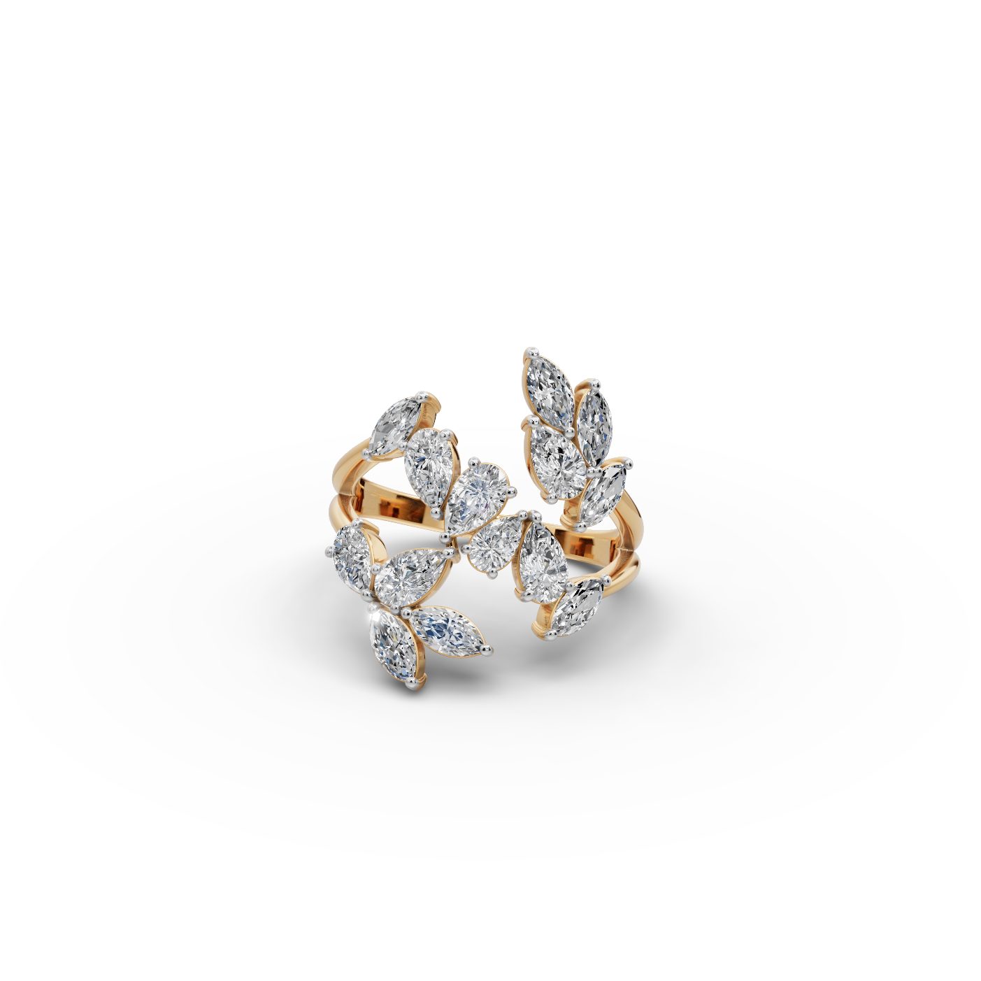 Radiant Grace Pear Lab-Grown Diamond Cocktail Ring in yellow gold, set with lab-grown diamonds