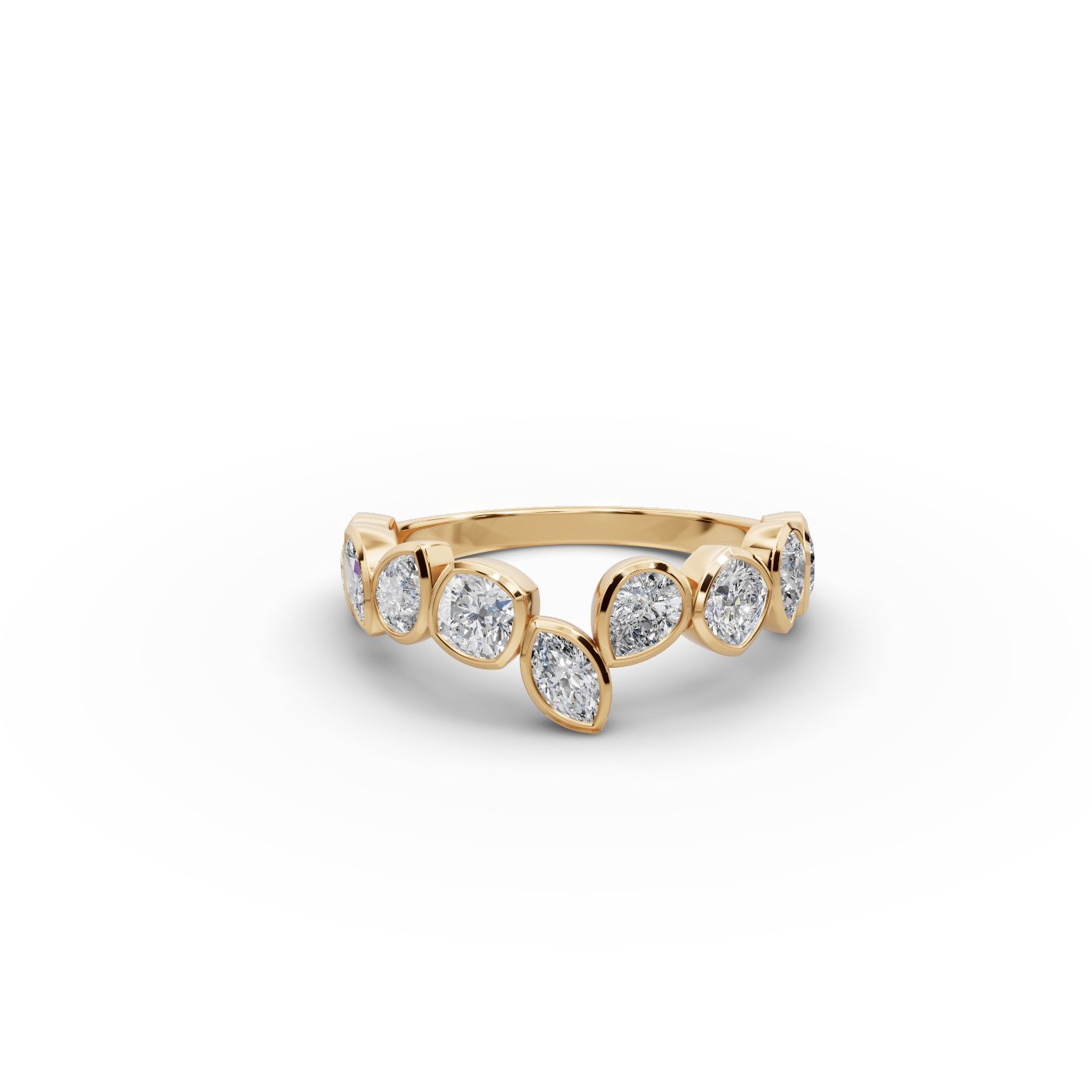 Elegant Ember Cushion Lab-Grown Diamond Bands Ring in yellow gold, set with lab-grown diamonds
