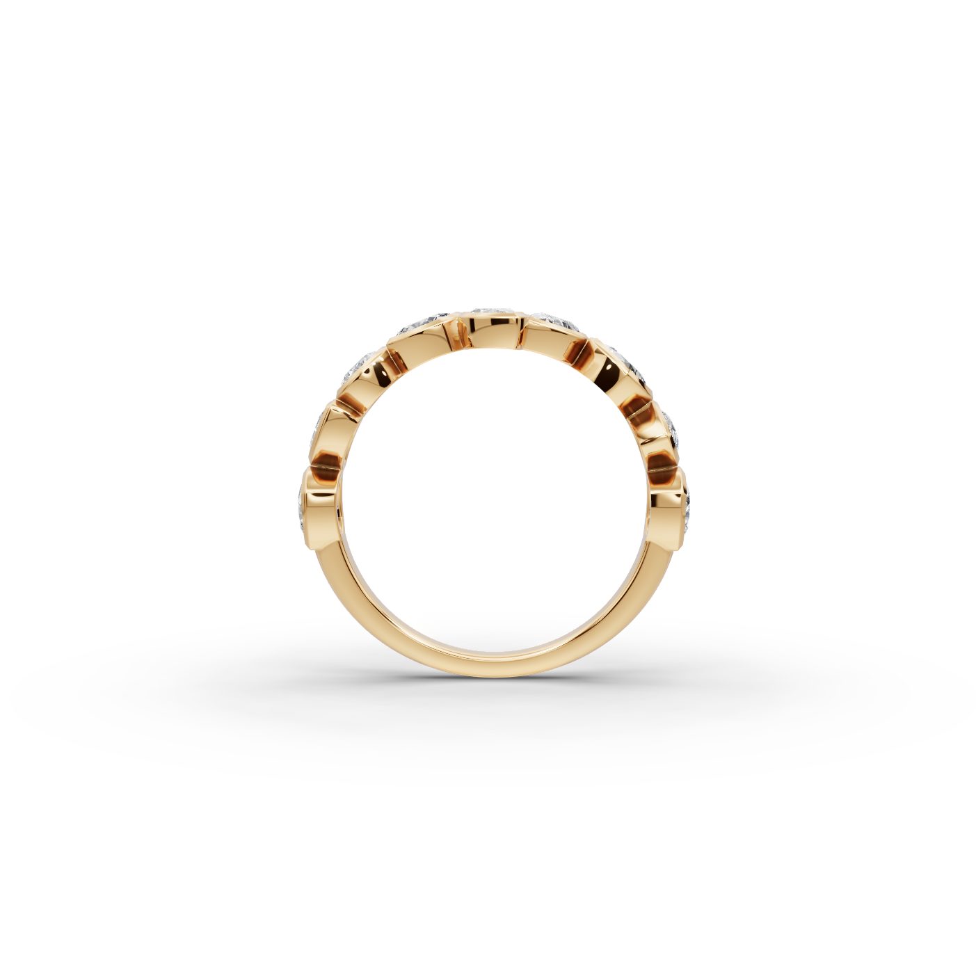 Elegant Ember Cushion Lab-Grown Diamond Bands Ring in yellow gold
