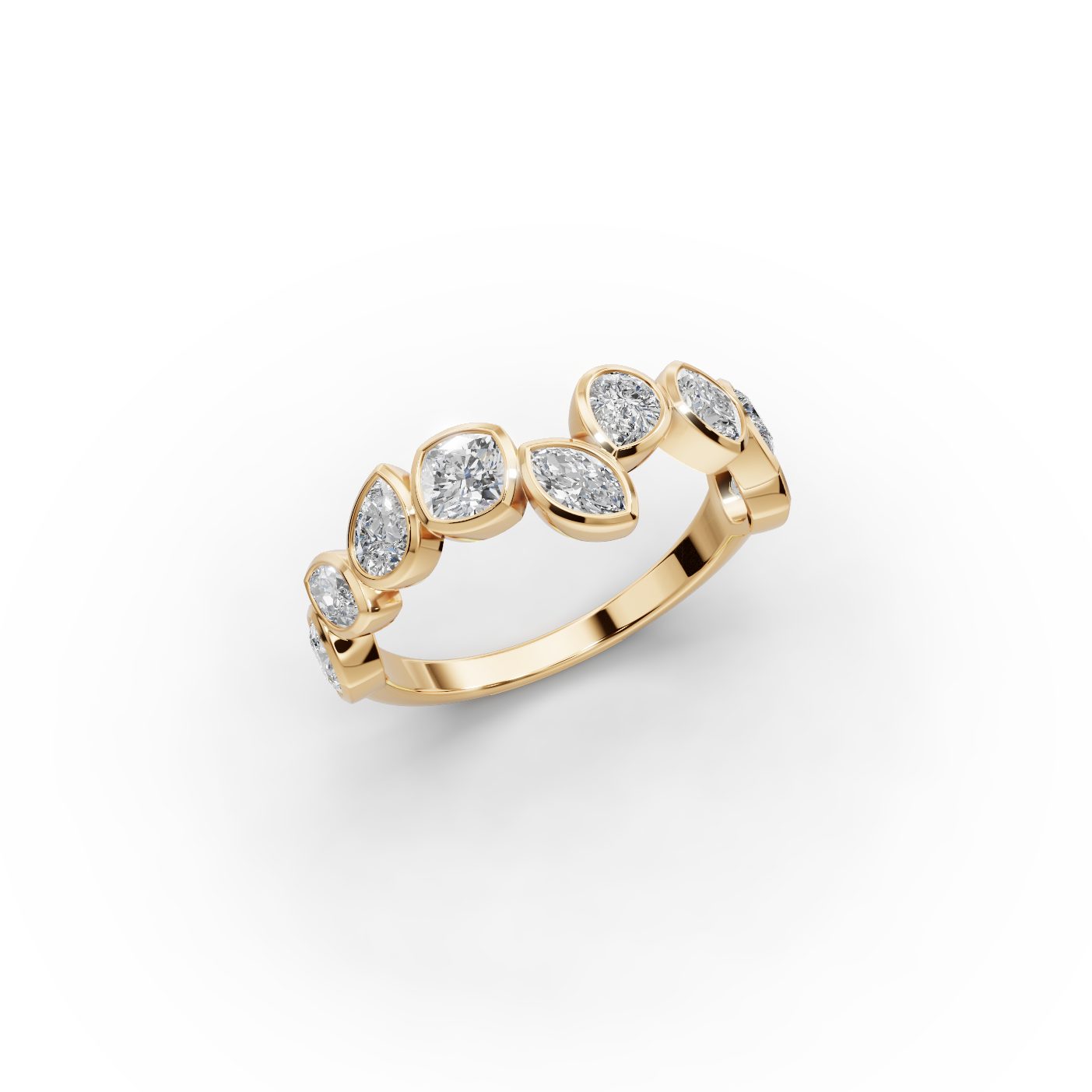 Elegant Ember Cushion Lab-Grown Diamond Bands Ring in yellow gold