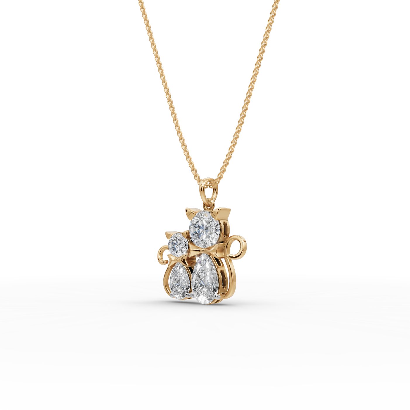Midnight Line Cats Lab-Grown Diamond Pendant in yellow gold
