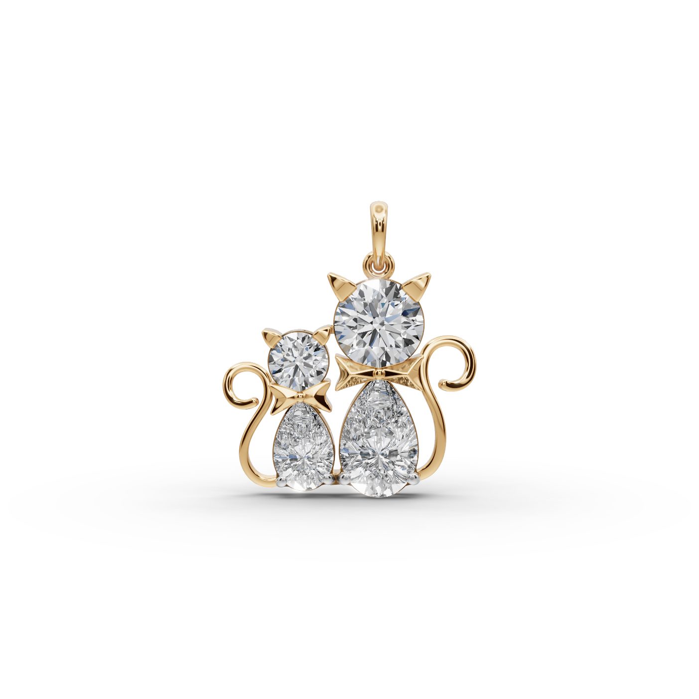 Midnight Line Cats Lab-Grown Diamond Pendant in yellow gold, set with lab-grown diamonds