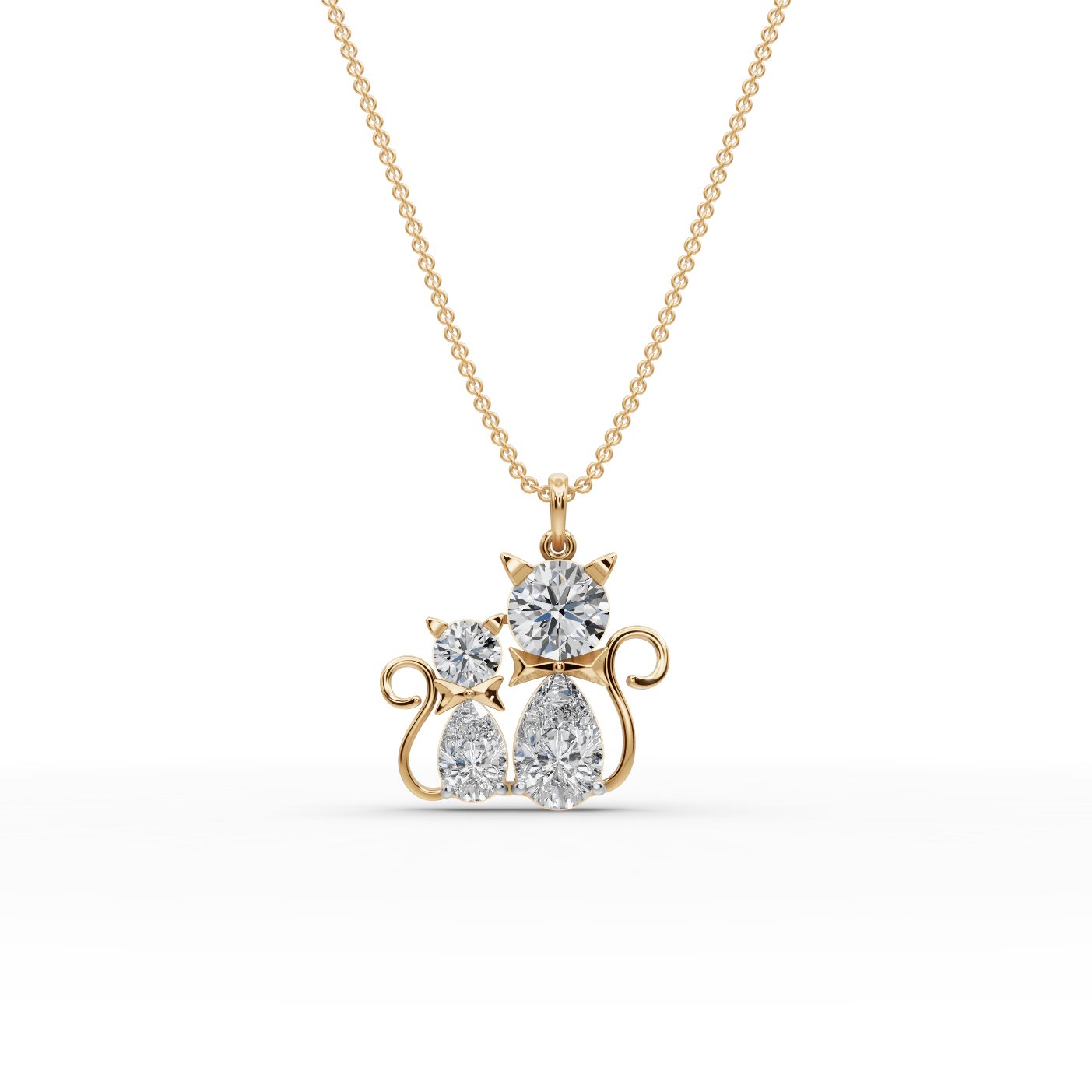 Midnight Line Cats Lab-Grown Diamond Pendant in yellow gold