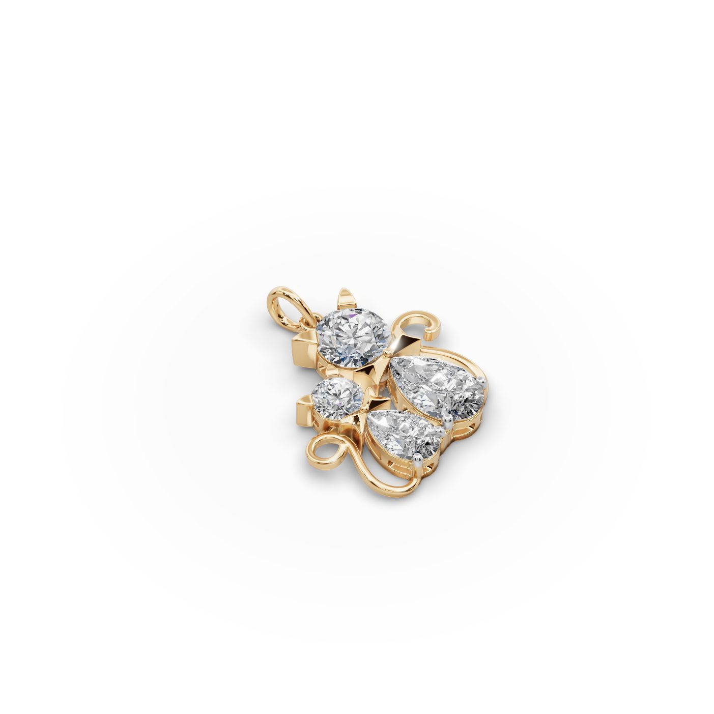 Midnight Line Cats Lab-Grown Diamond Pendant in yellow gold