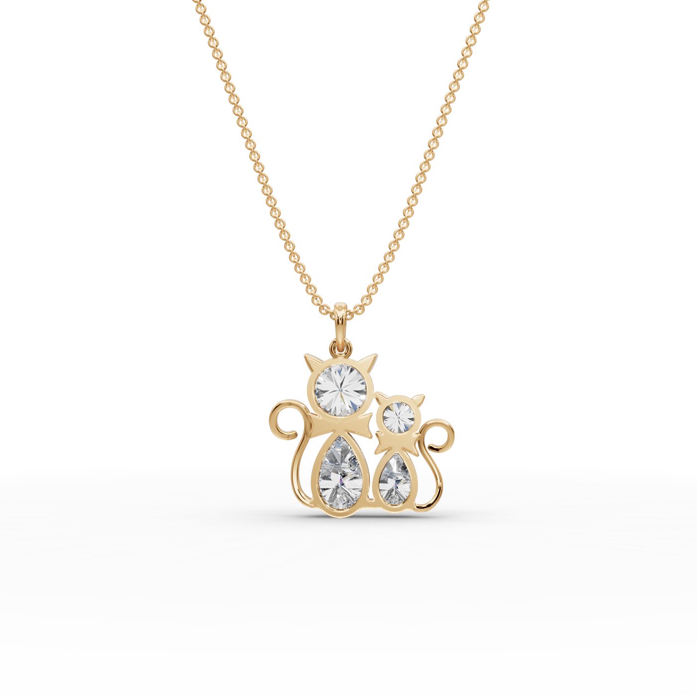 Midnight Line Cats Lab-Grown Diamond Pendant in yellow gold