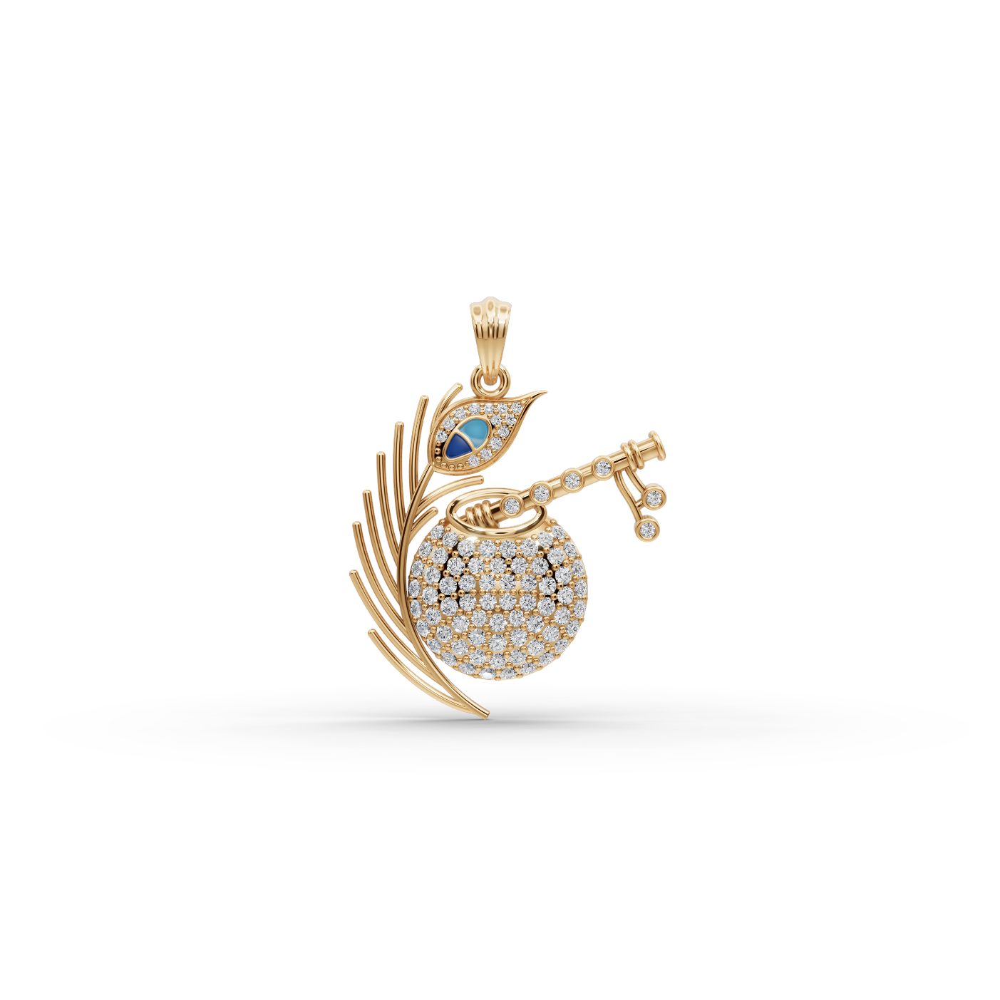 Iconic Promise Peacock Lab-Grown Diamond Pendant in yellow gold, set with lab-grown diamonds