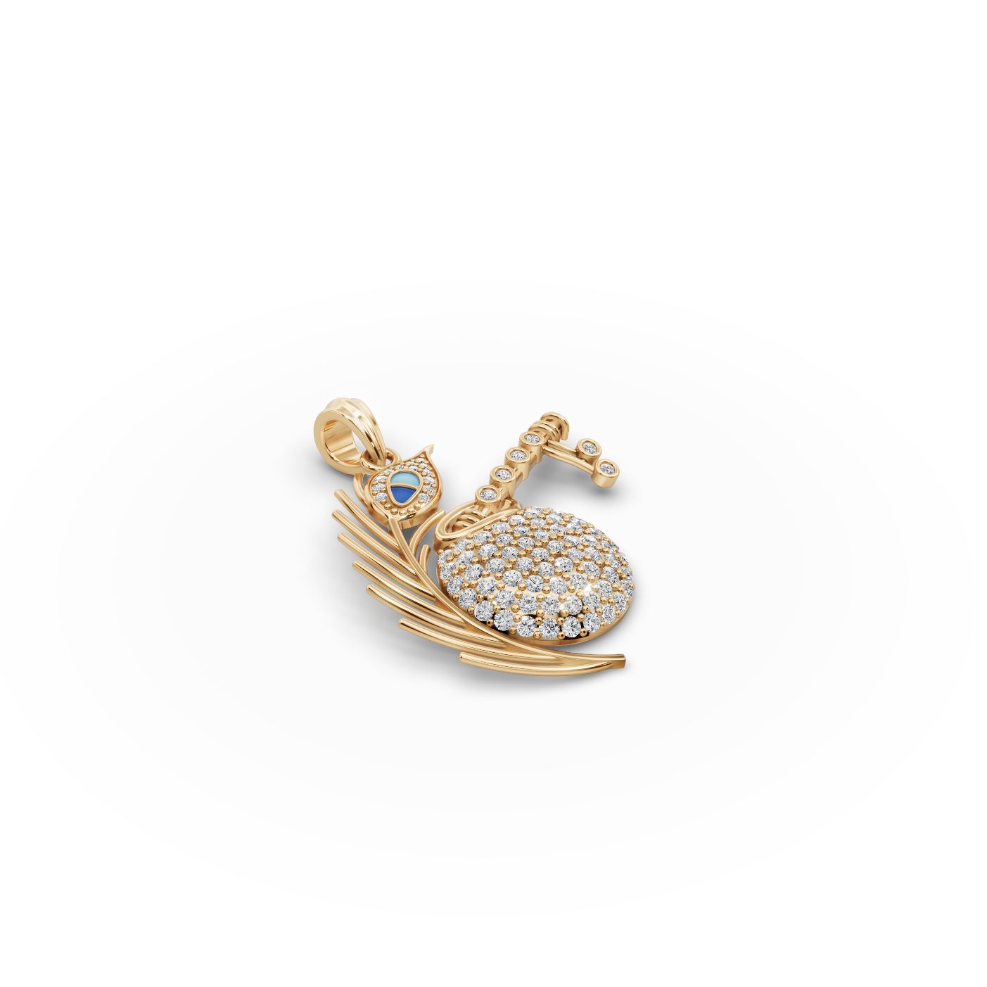 Iconic Promise Peacock Lab-Grown Diamond Pendant in yellow gold