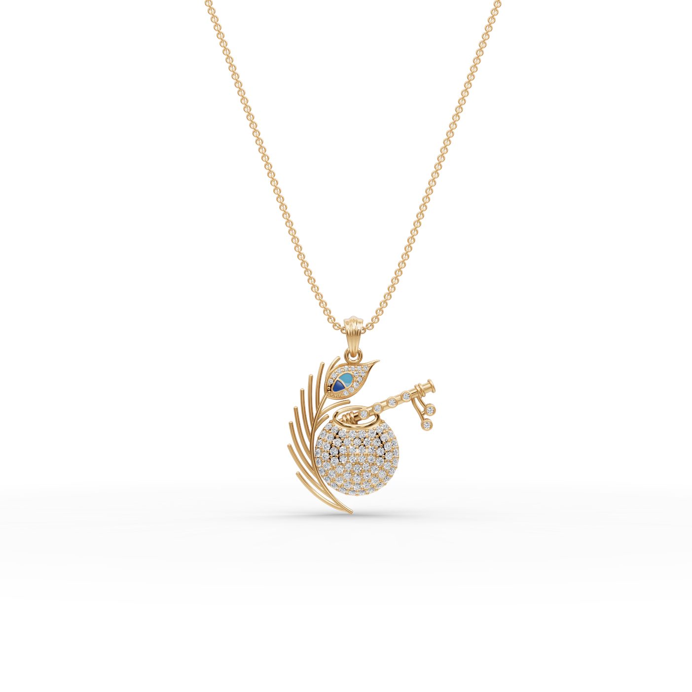 Iconic Promise Peacock Lab-Grown Diamond Pendant in yellow gold