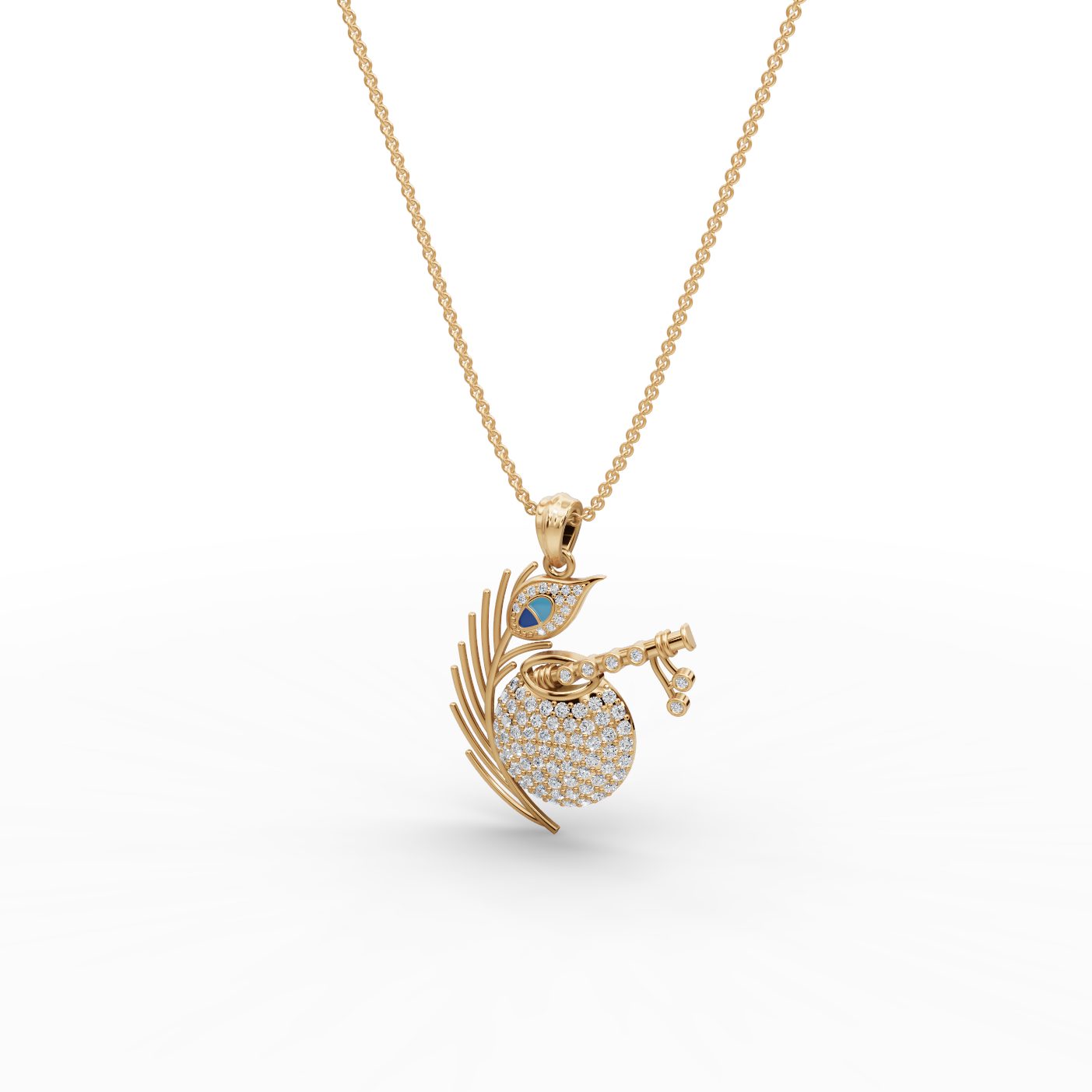 Iconic Promise Peacock Lab-Grown Diamond Pendant in yellow gold