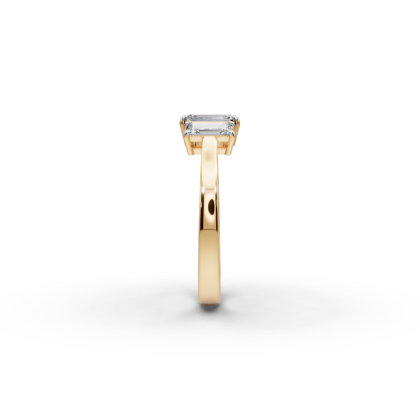 Graceful Reverie Emerald Lab-Grown Diamond Three Stone Ring in yellow gold