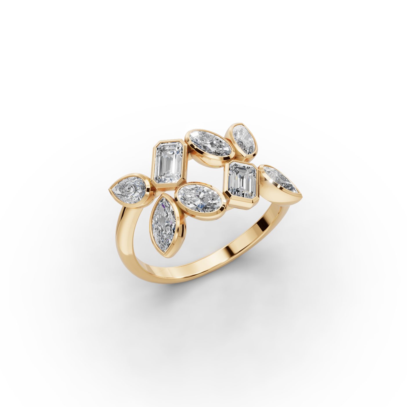 Classic Muse Emerald Lab-Grown Diamond Cocktail Ring in yellow gold