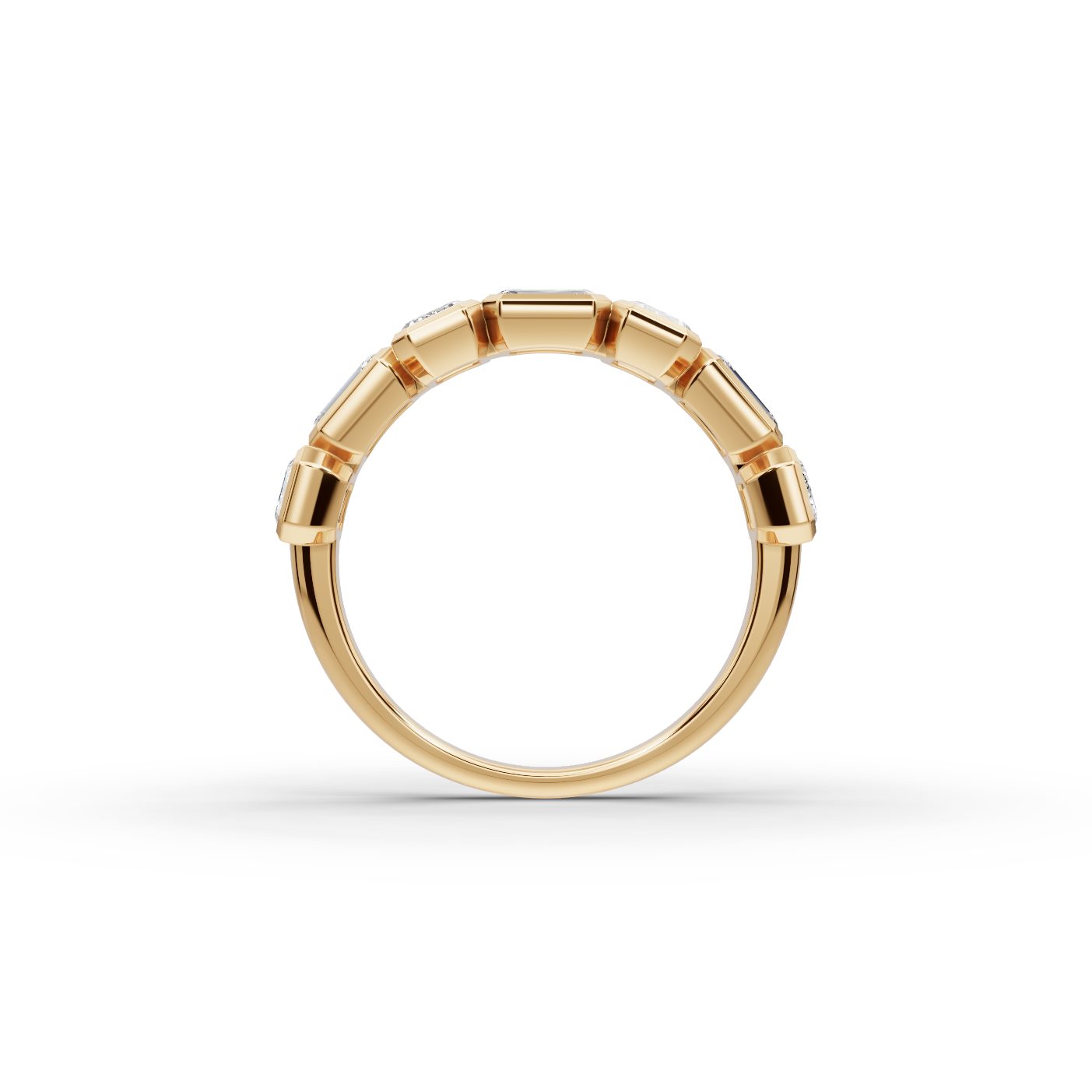 Morning Trail Emerald Lab-Grown Diamond Five Stone Ring in yellow gold