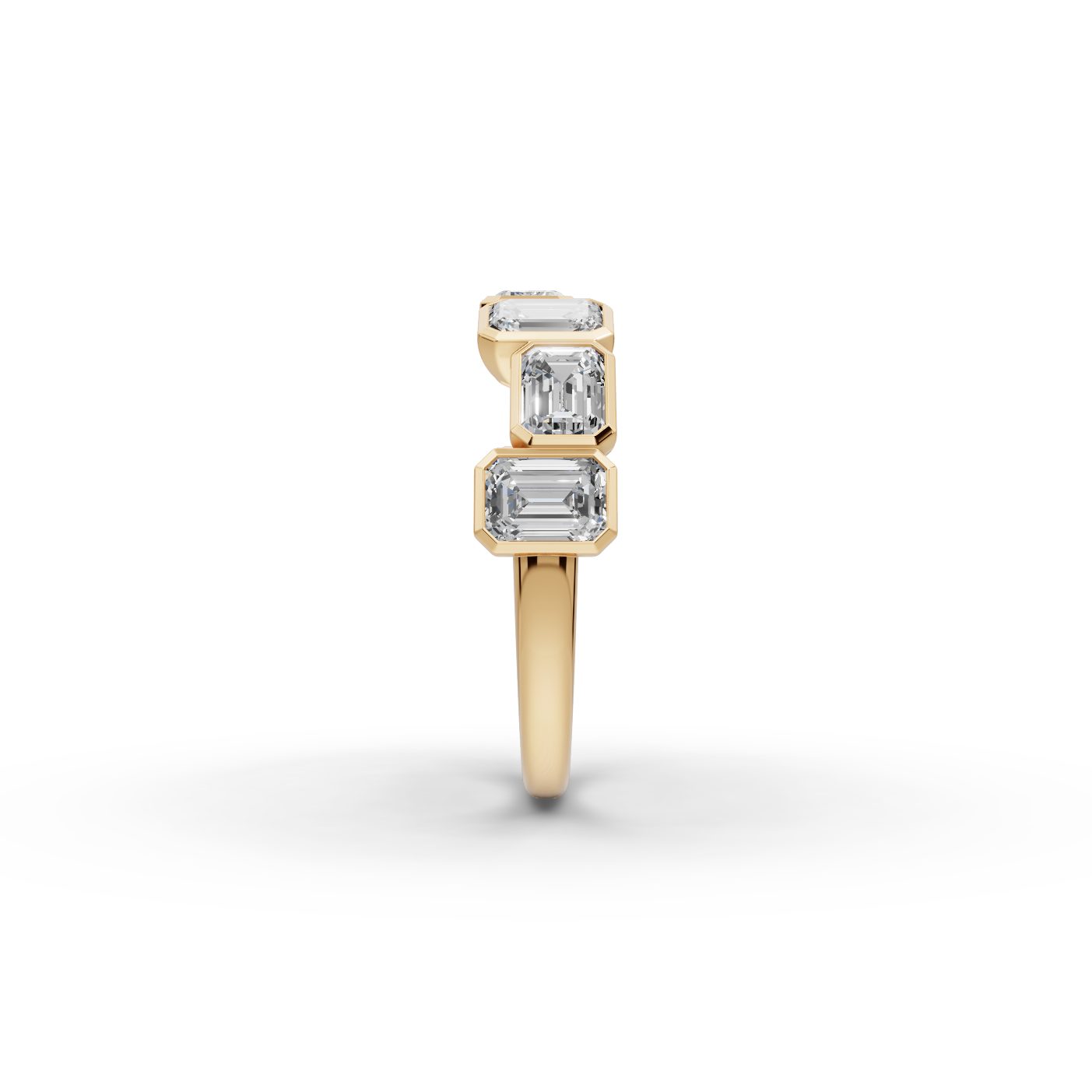 Morning Trail Emerald Lab-Grown Diamond Five Stone Ring in yellow gold