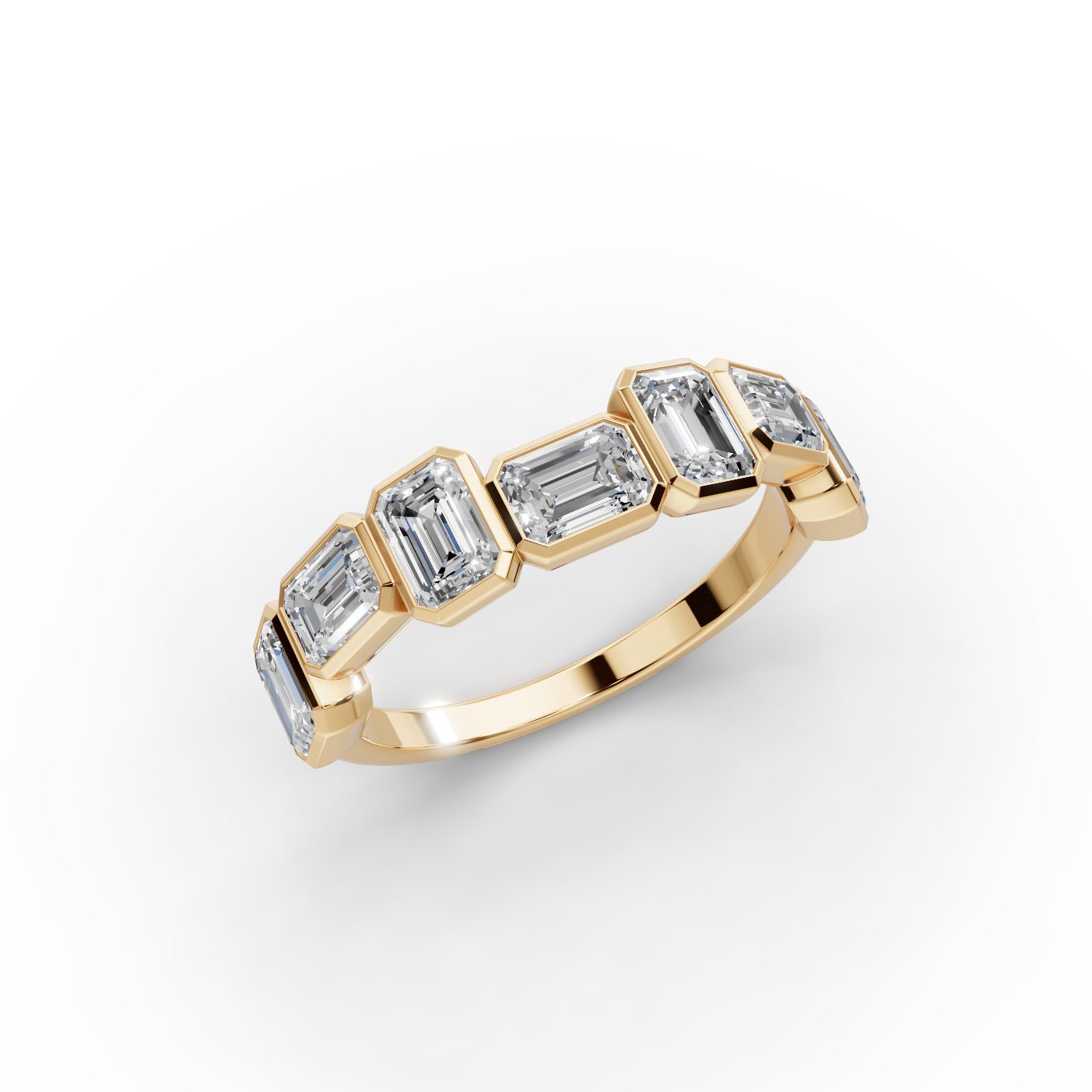 Morning Trail Emerald Lab-Grown Diamond Five Stone Ring in yellow gold