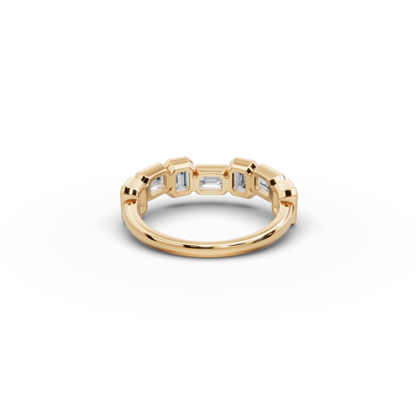 Morning Trail Emerald Lab-Grown Diamond Five Stone Ring in yellow gold