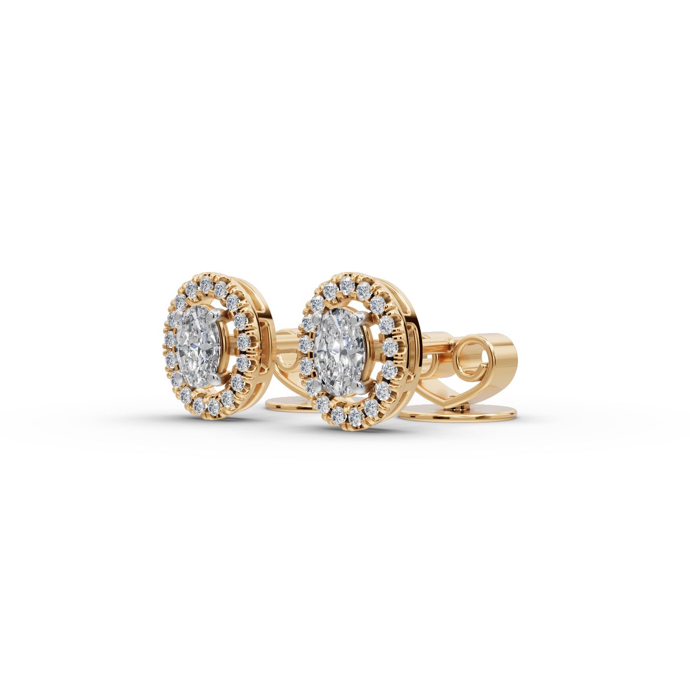 Midnight Light Oval Lab-Grown Diamond Studs Earring in yellow gold