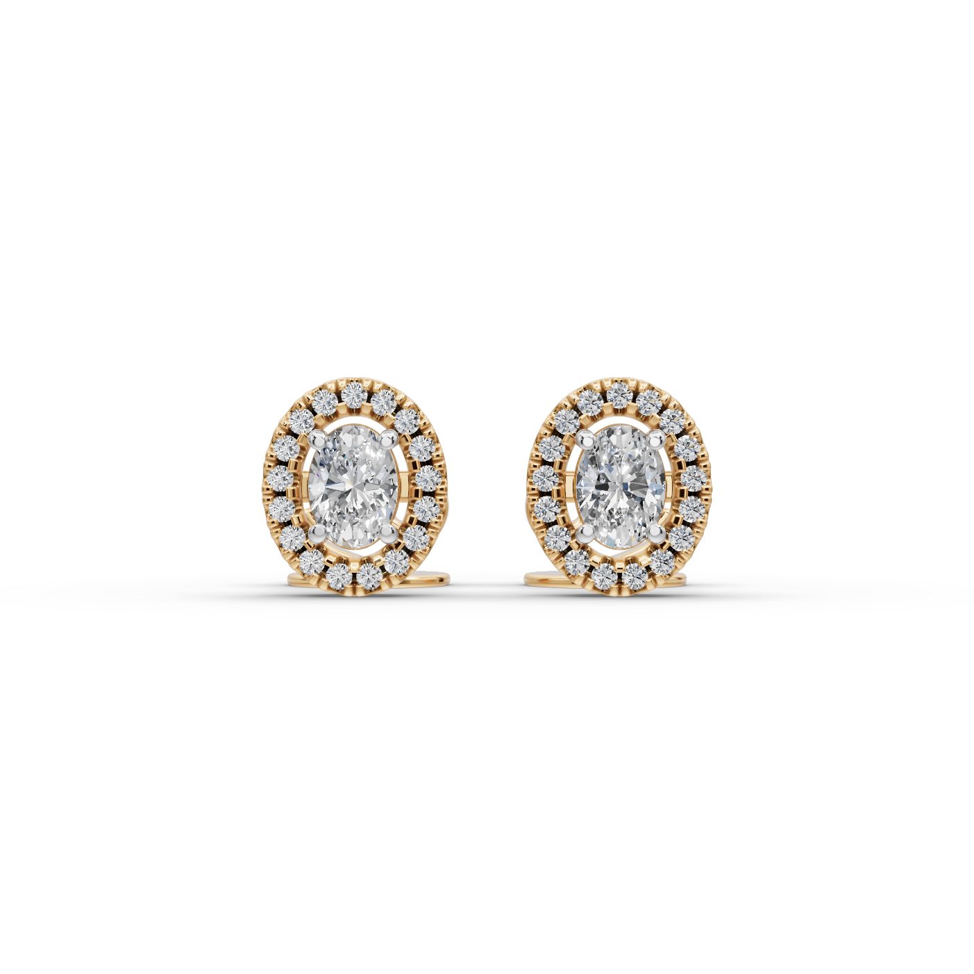 Midnight Light Oval Lab-Grown Diamond Studs Earring in yellow gold, set with lab-grown diamonds