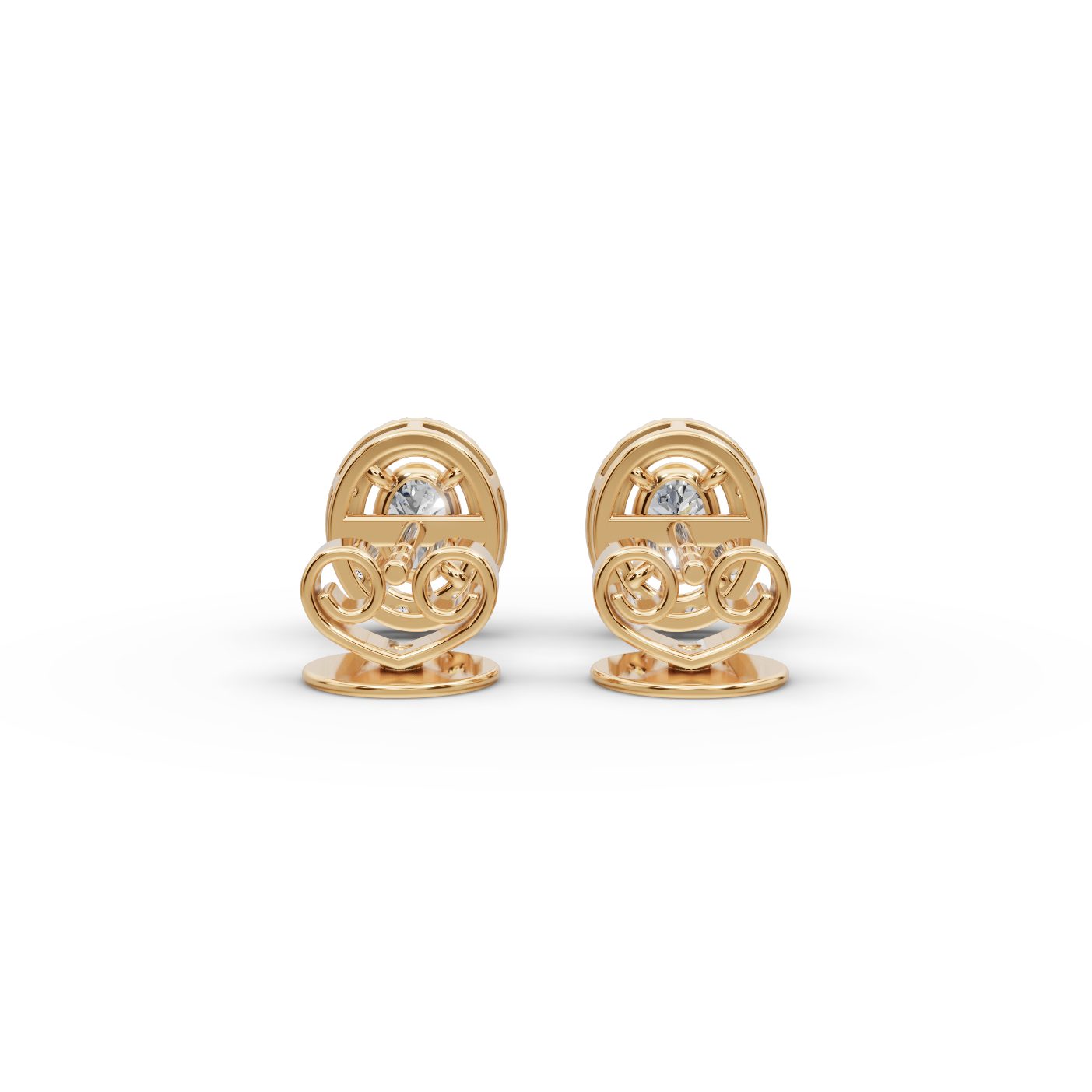 Midnight Light Oval Lab-Grown Diamond Studs Earring in yellow gold