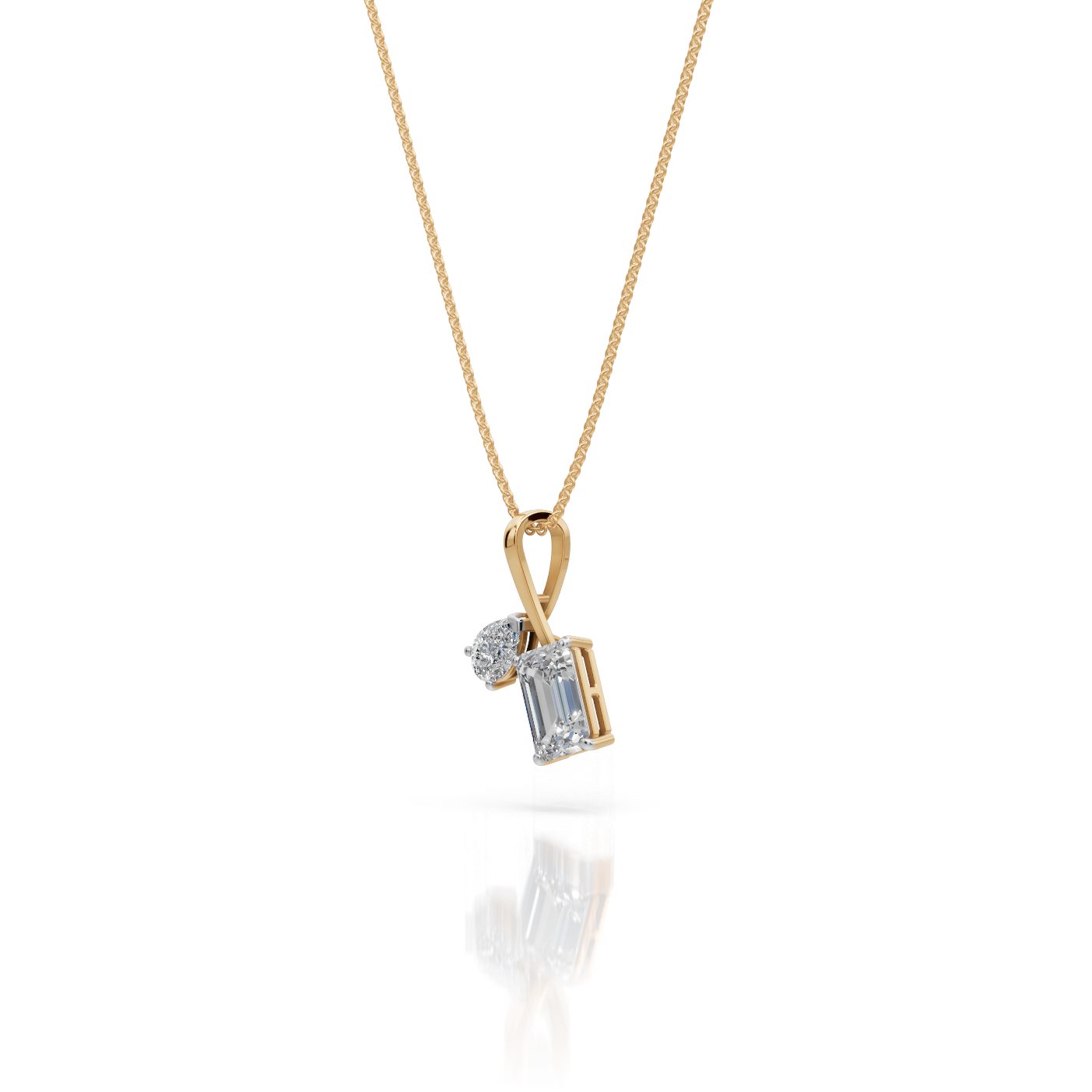 Regal Whisper Emerald Lab-Grown Diamond Solitaire Pendant in yellow gold