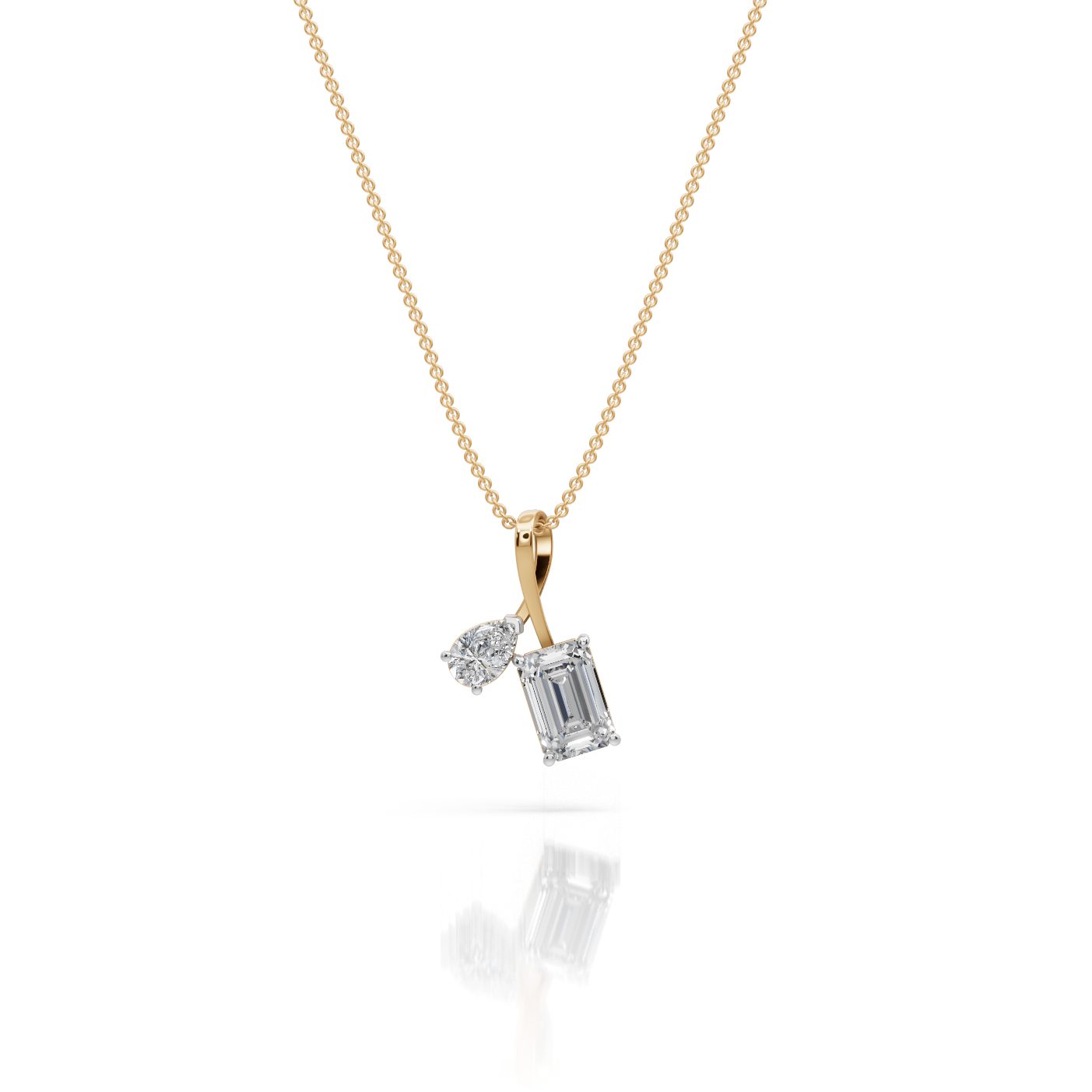 Regal Whisper Emerald Lab-Grown Diamond Solitaire Pendant in yellow gold
