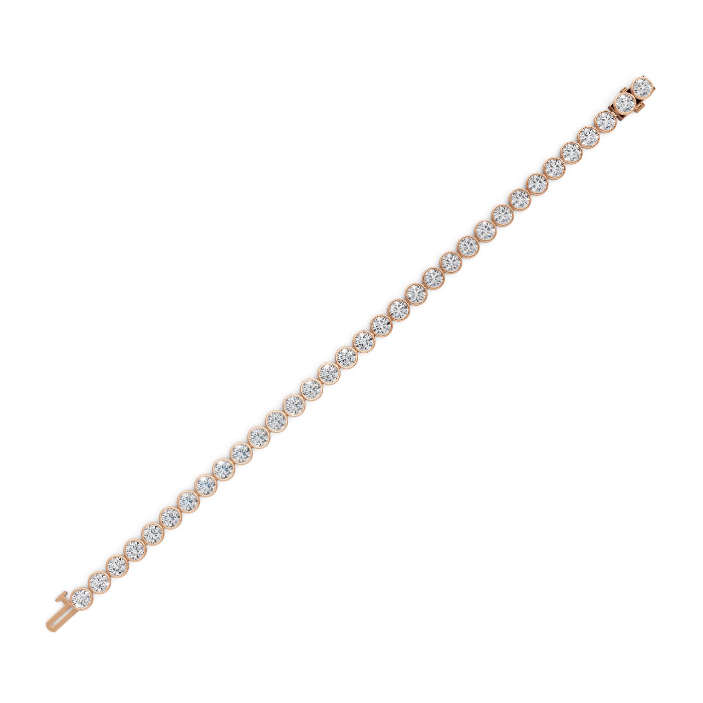 Radiant Line Round Lab-Grown Diamond Tennis Bracelet in rose gold