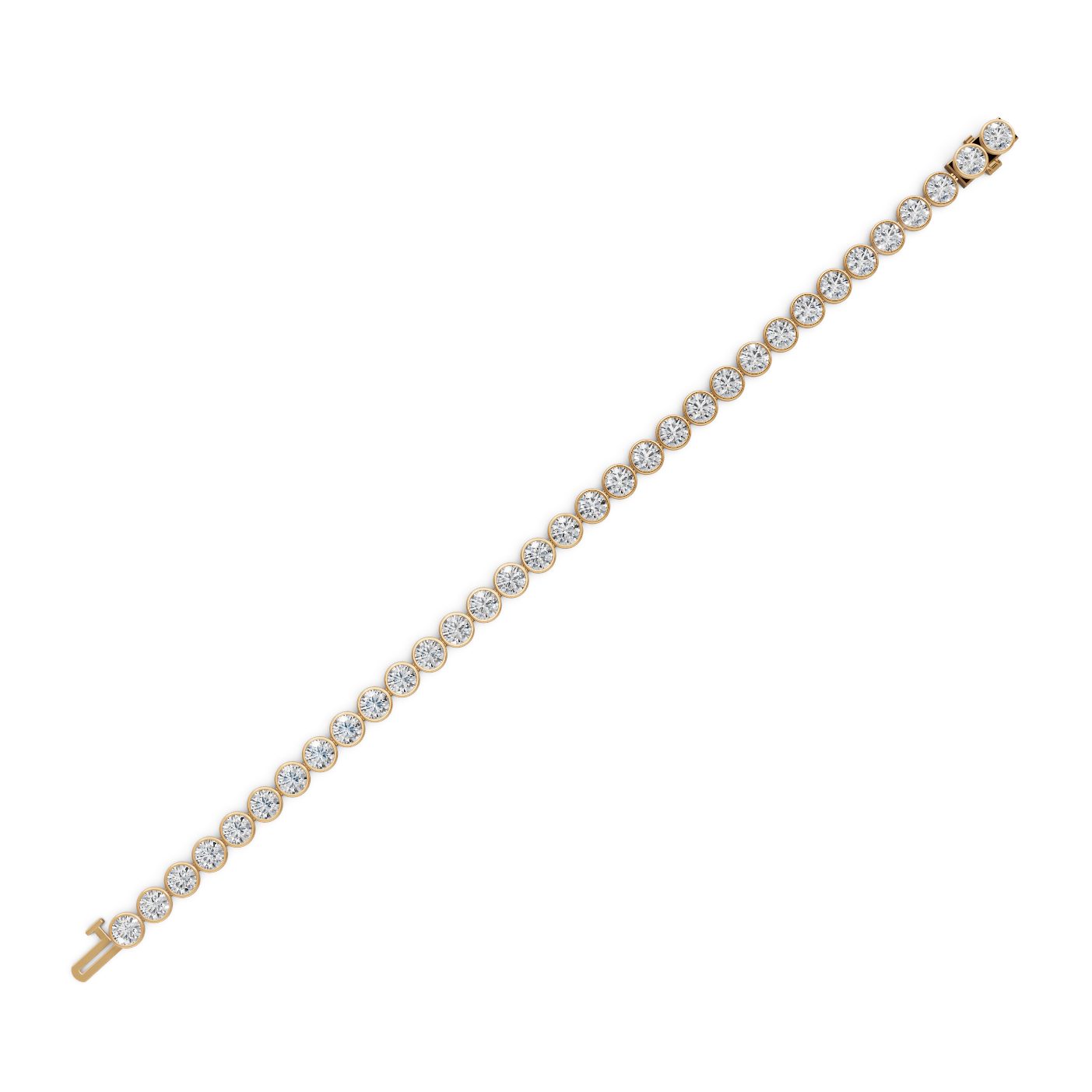 Radiant Line Round Lab-Grown Diamond Tennis Bracelet in yellow gold