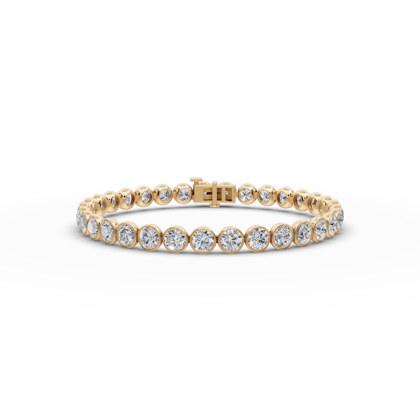 Radiant Line Round Lab-Grown Diamond Tennis Bracelet in yellow gold, set with lab-grown diamonds