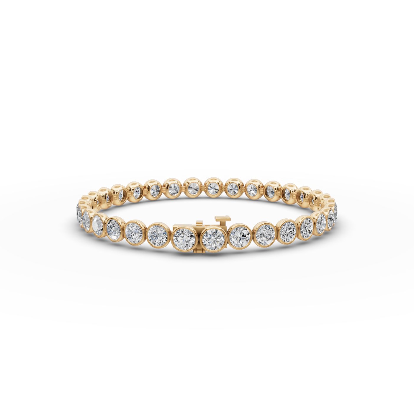 Radiant Line Round Lab-Grown Diamond Tennis Bracelet in yellow gold