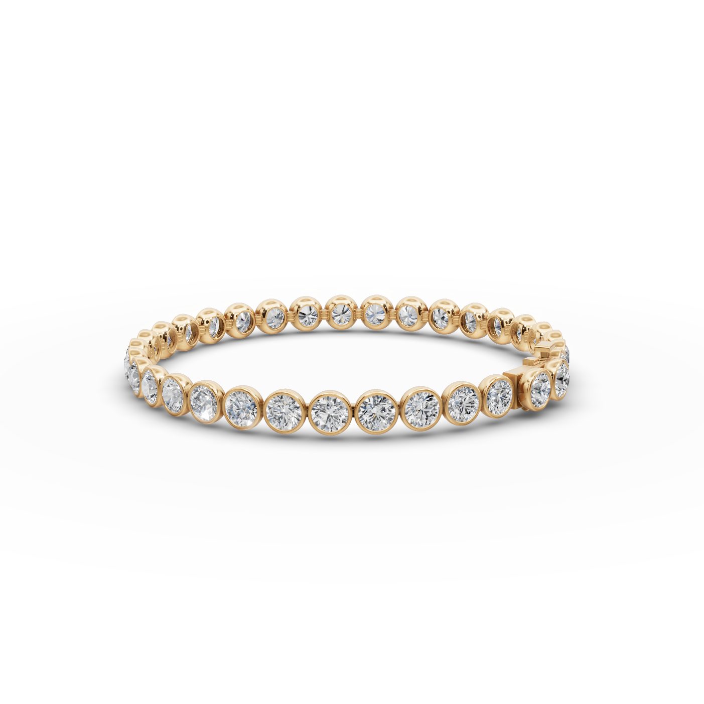 Radiant Line Round Lab-Grown Diamond Tennis Bracelet in yellow gold