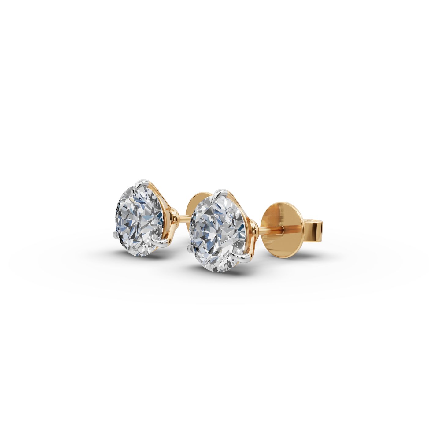 Iconic Ember Round Lab-Grown Diamond Studs Earring in yellow gold, set with lab-grown diamonds