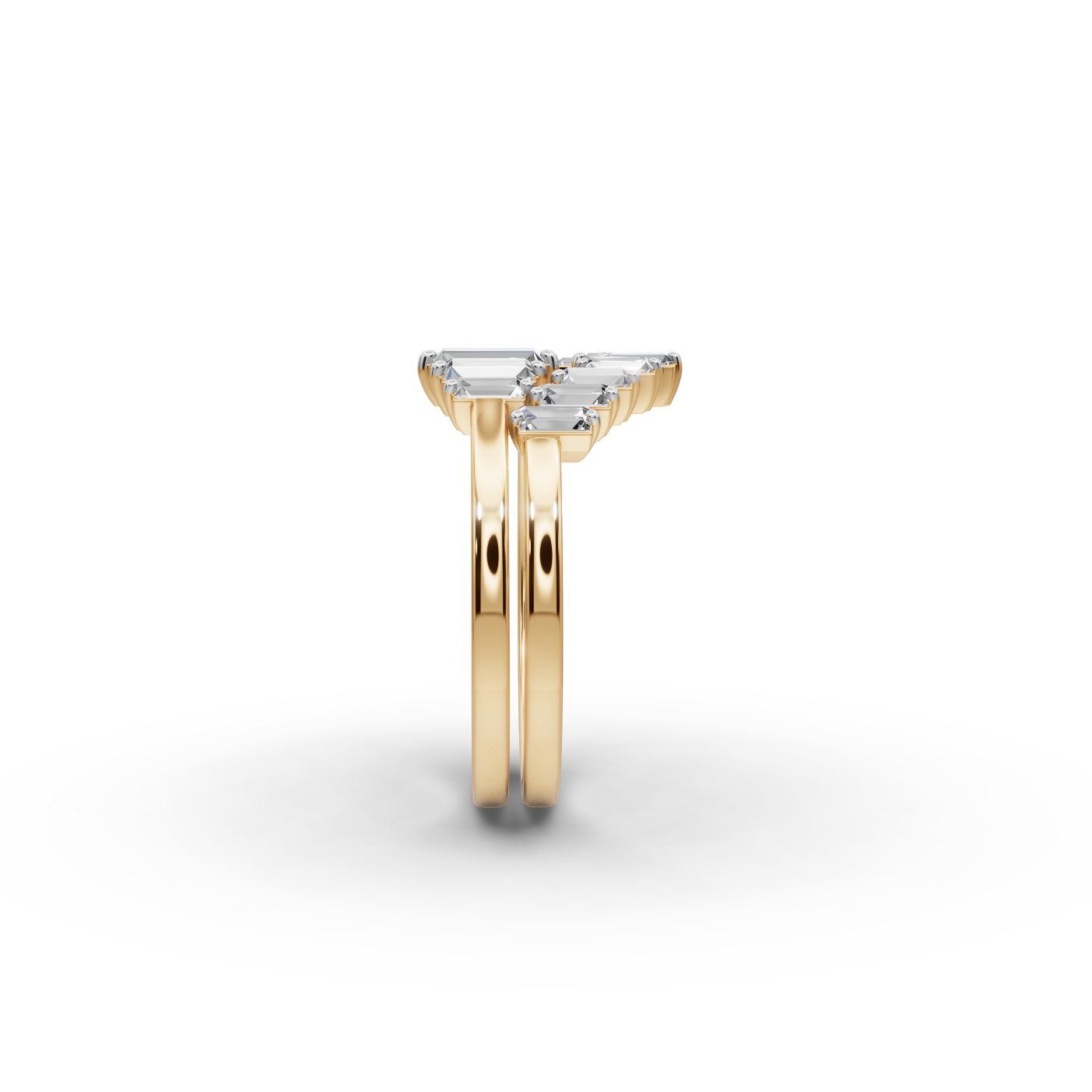 Delicate Reverie Baguette Lab-Grown Diamond Bands Ring in yellow gold