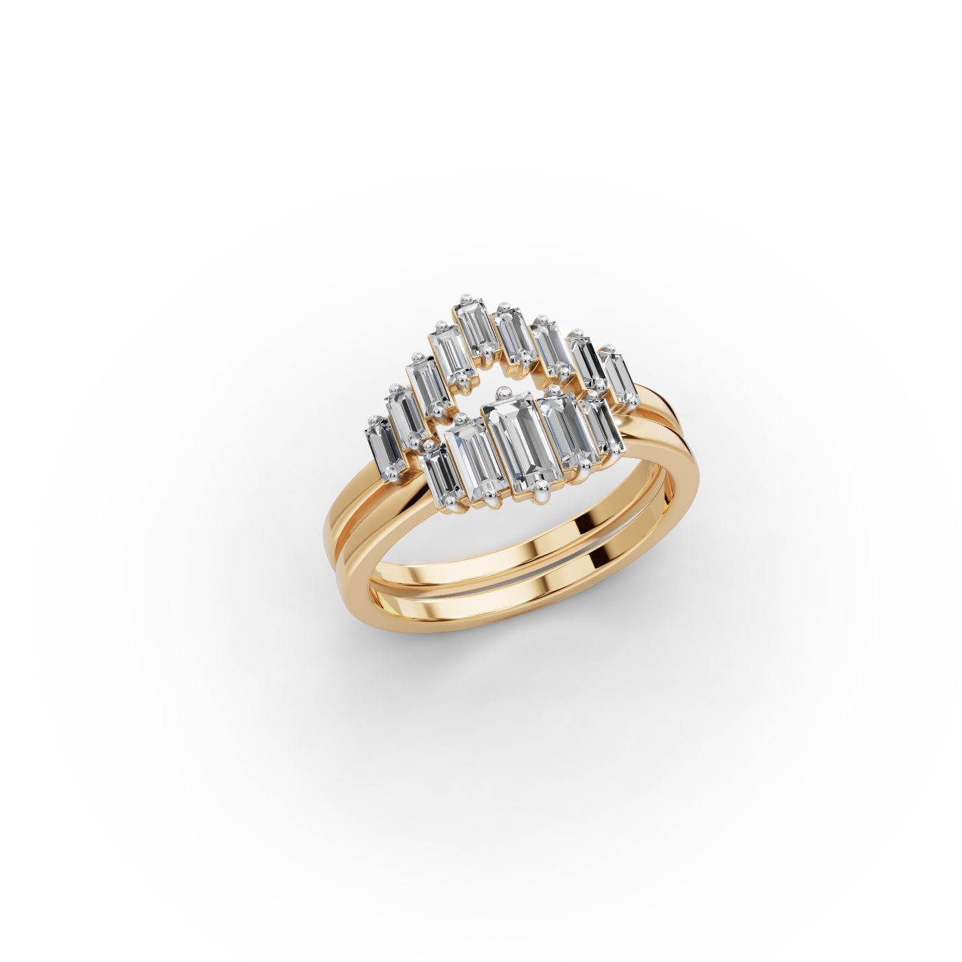 Delicate Reverie Baguette Lab-Grown Diamond Bands Ring in yellow gold