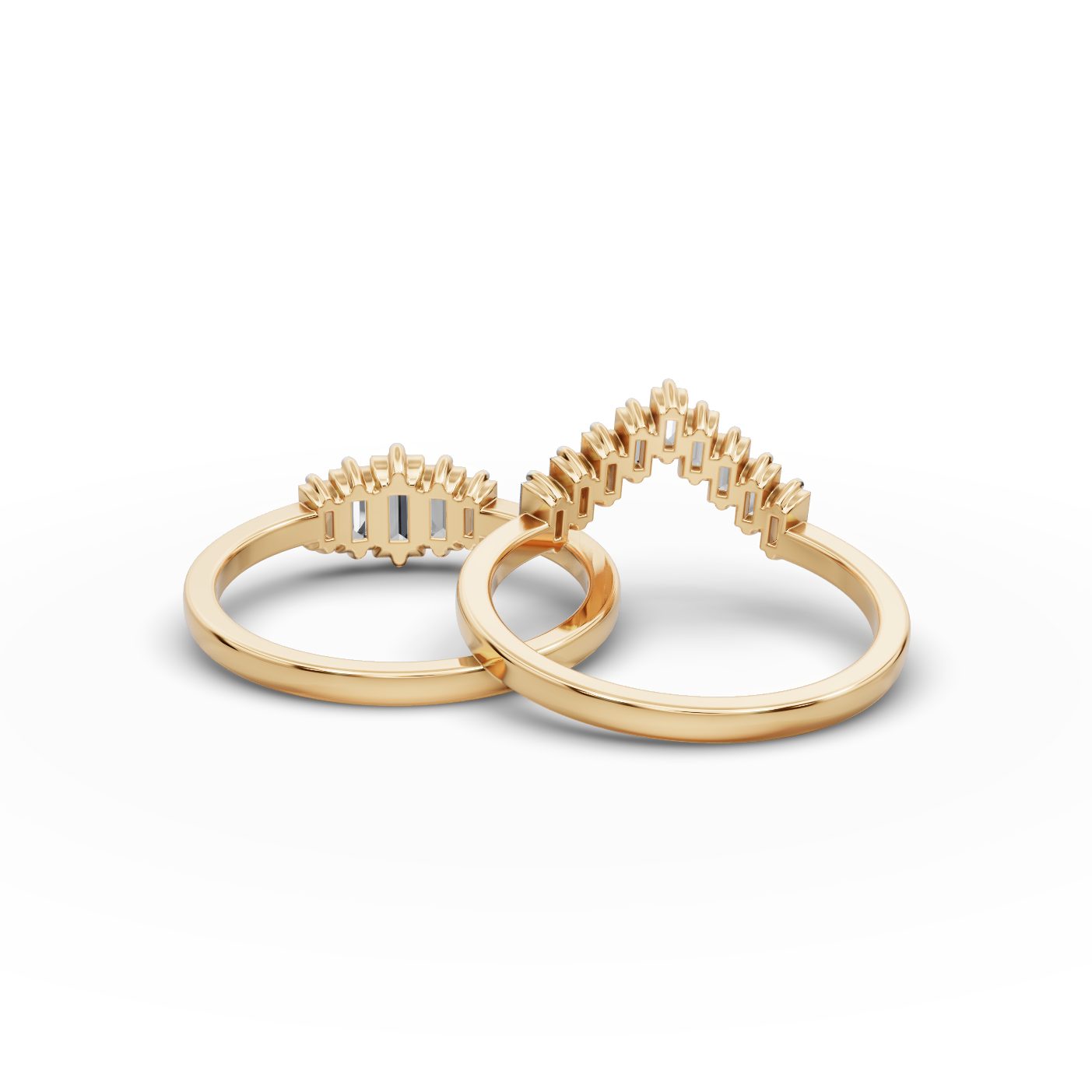 Delicate Reverie Baguette Lab-Grown Diamond Bands Ring in yellow gold