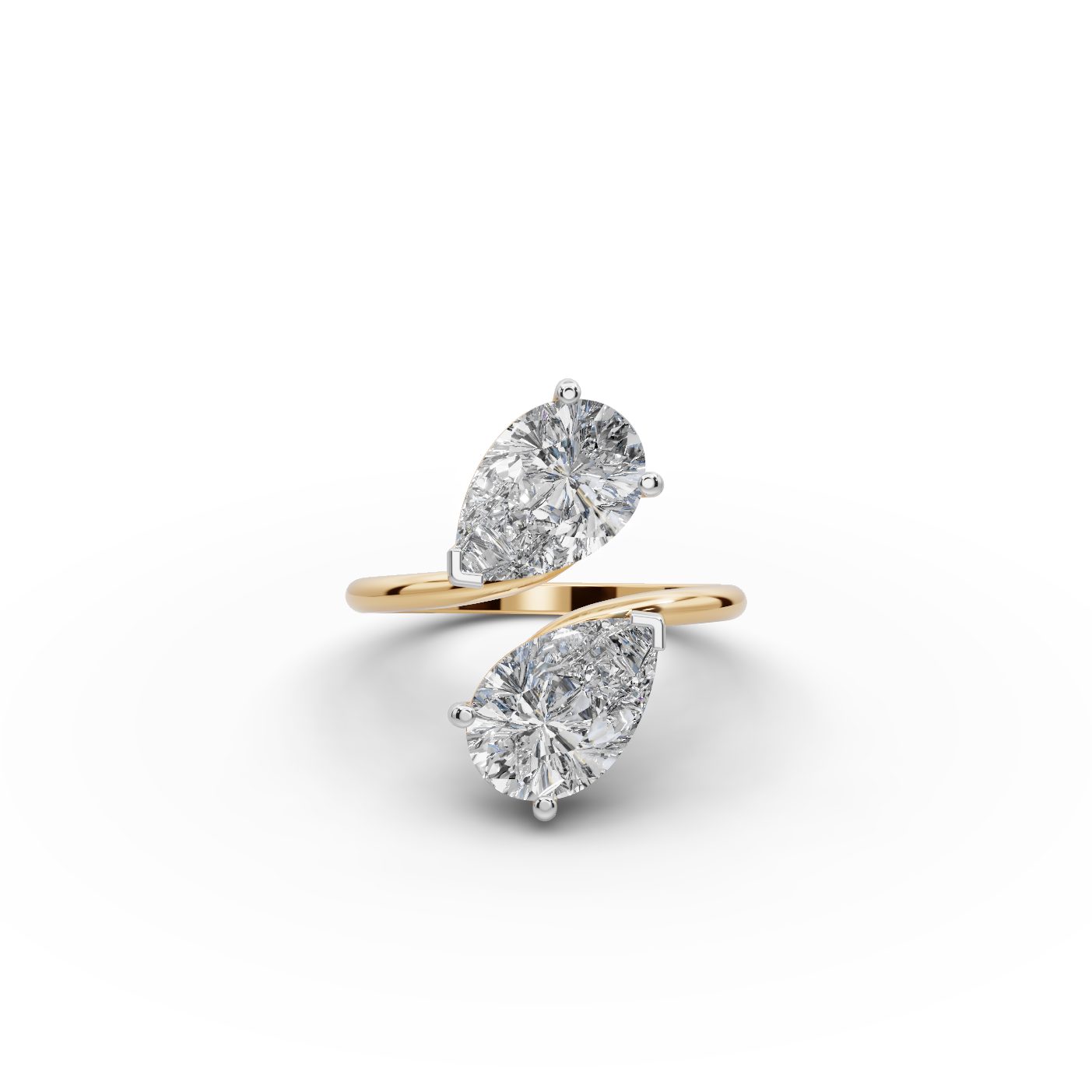 Celestial Ember Pear Lab-Grown Diamond Two Stone Toi Et Moi in yellow gold, set with lab-grown diamonds