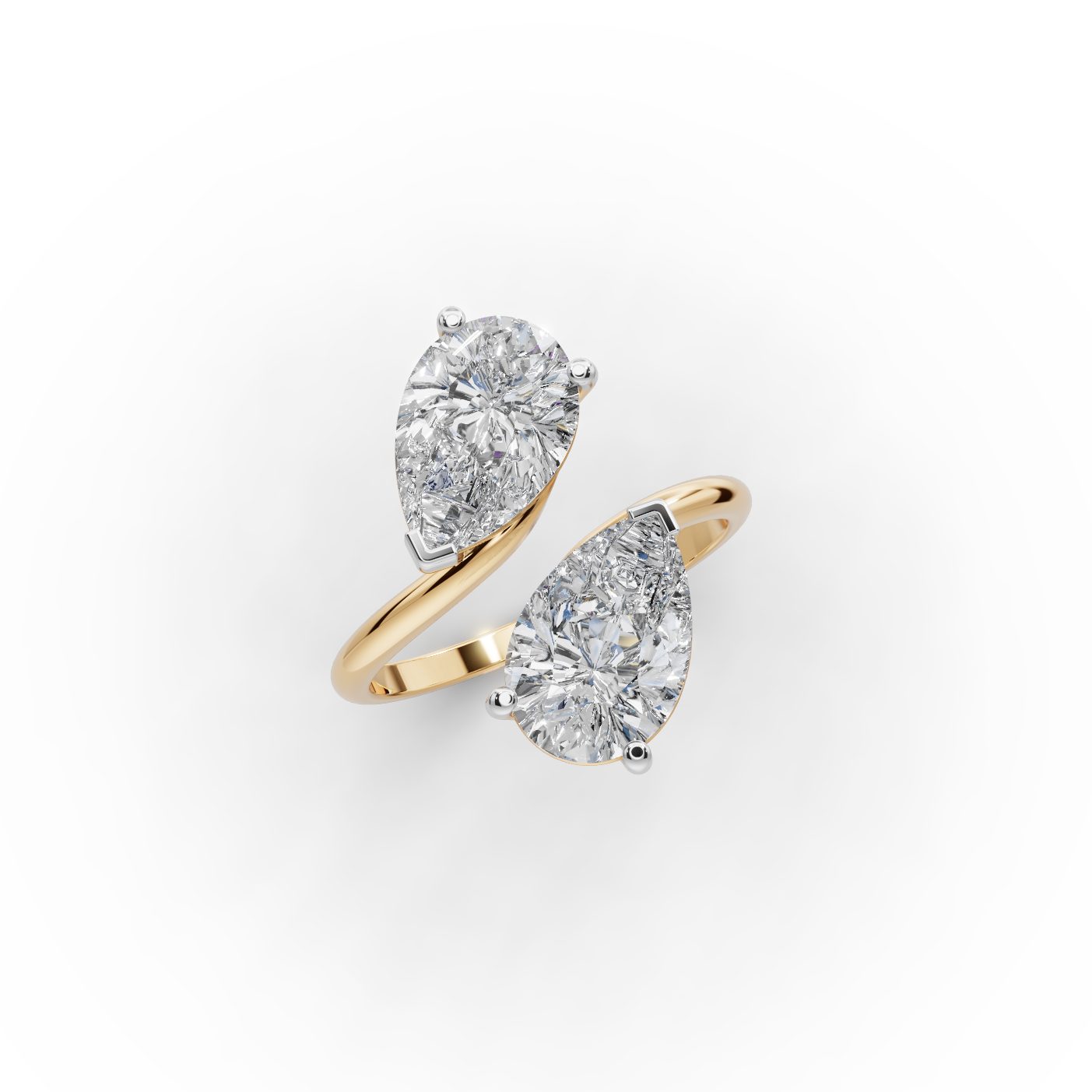 Celestial Ember Pear Lab-Grown Diamond Two Stone Toi Et Moi in yellow gold