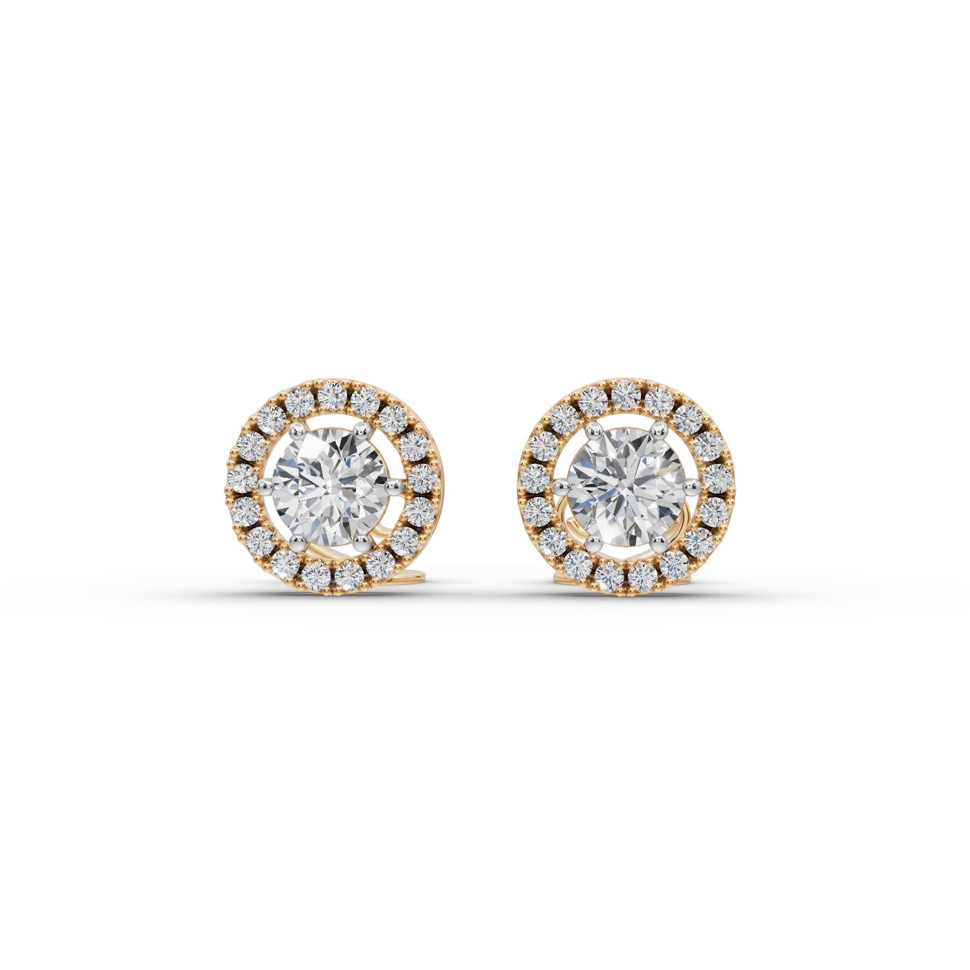 Everlasting Bloom Round Lab-Grown Diamond Studs Earring in yellow gold, set with lab-grown diamonds