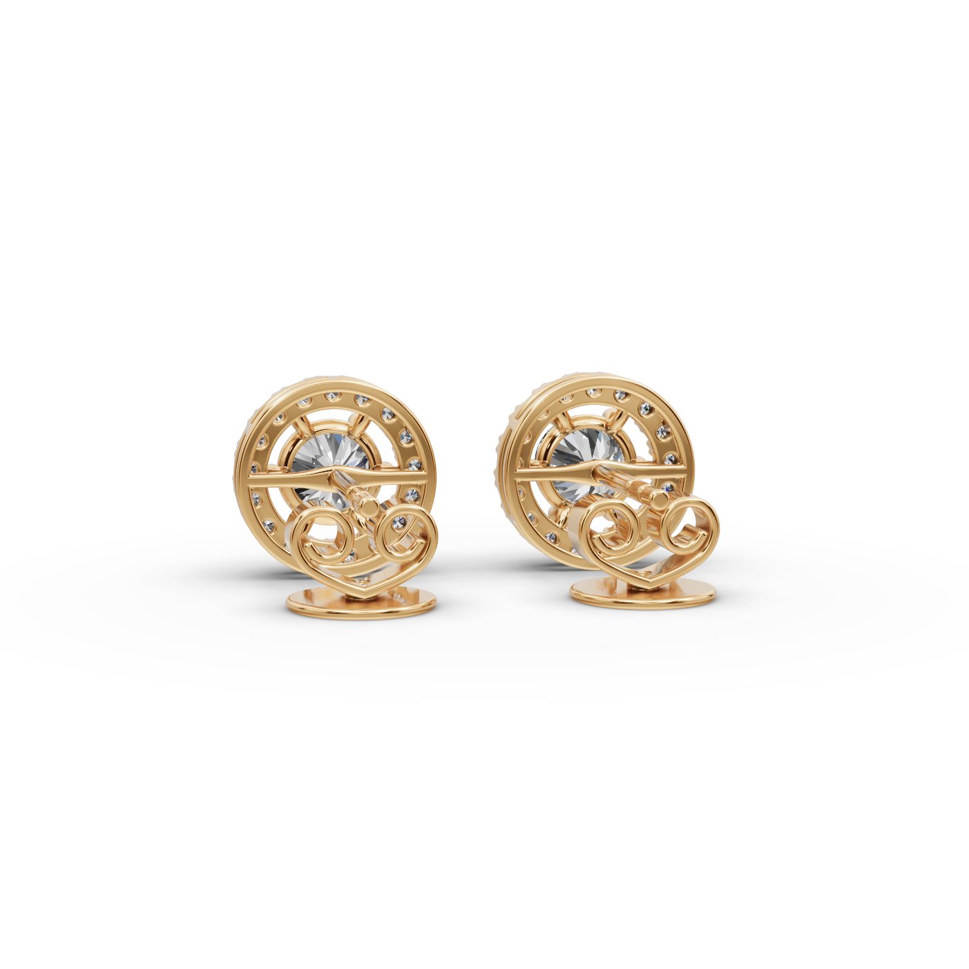 Everlasting Bloom Round Lab-Grown Diamond Studs Earring in yellow gold