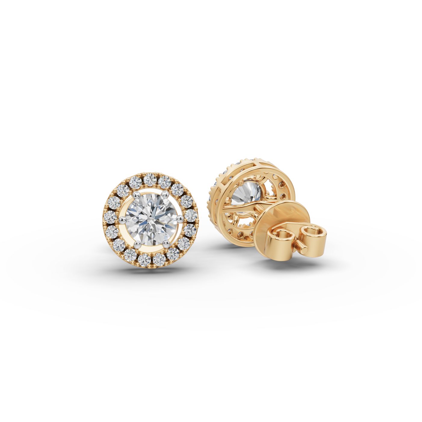 Everlasting Bloom Round Lab-Grown Diamond Studs Earring in yellow gold