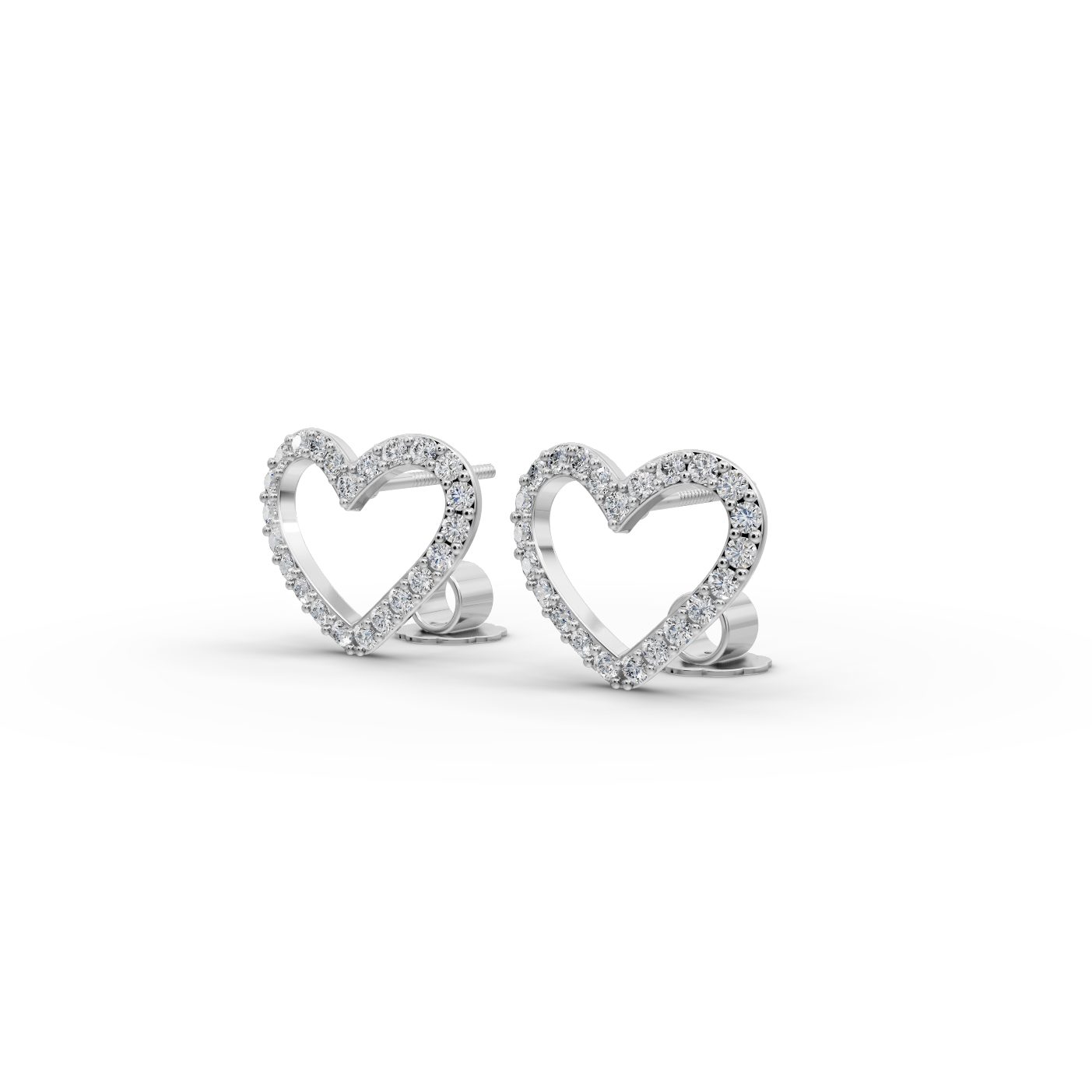 Classic Signature Heart Stud Lab-Grown Diamond Silver Earring in silver