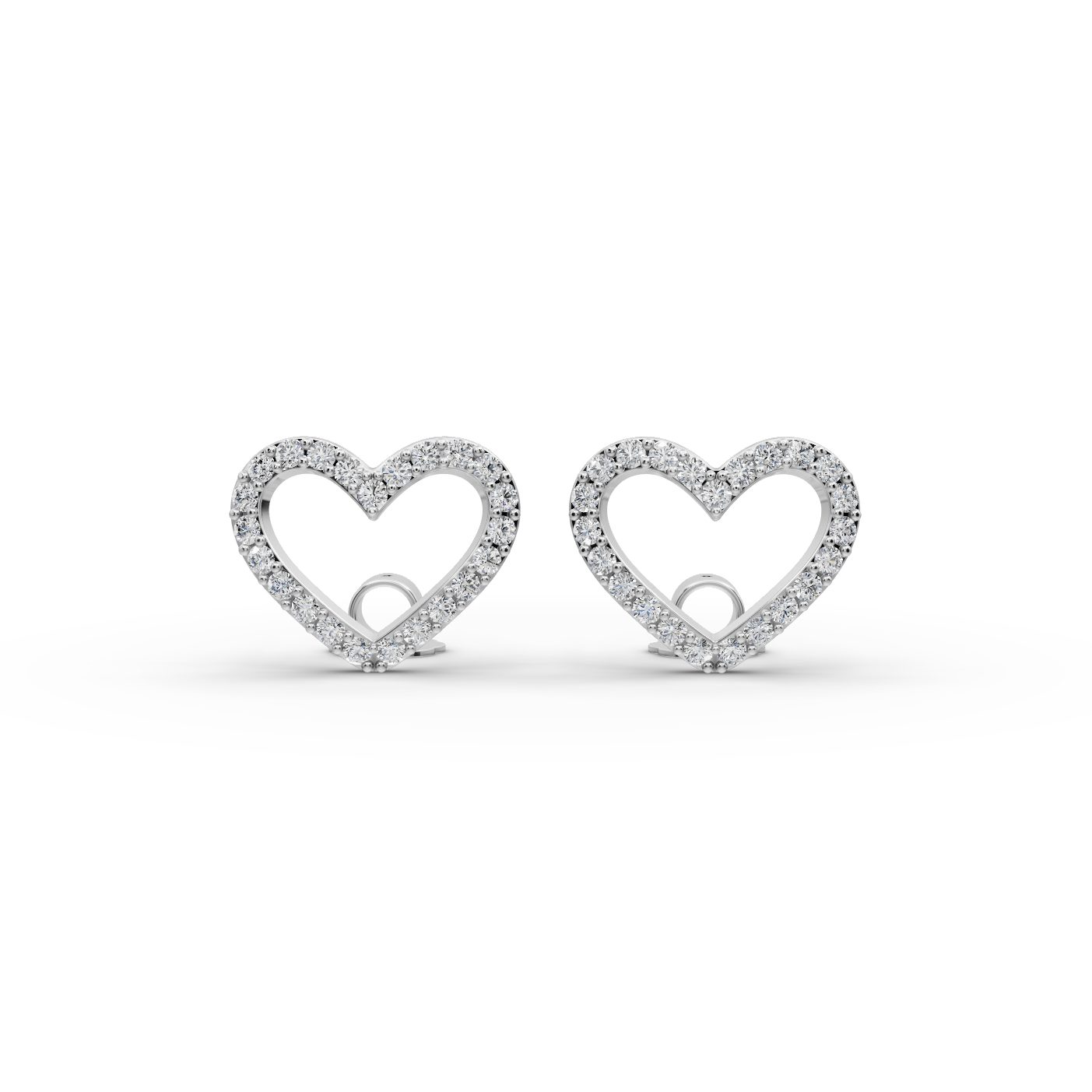 Classic Signature Heart Stud Lab-Grown Diamond Silver Earring in silver, set with lab-grown diamonds