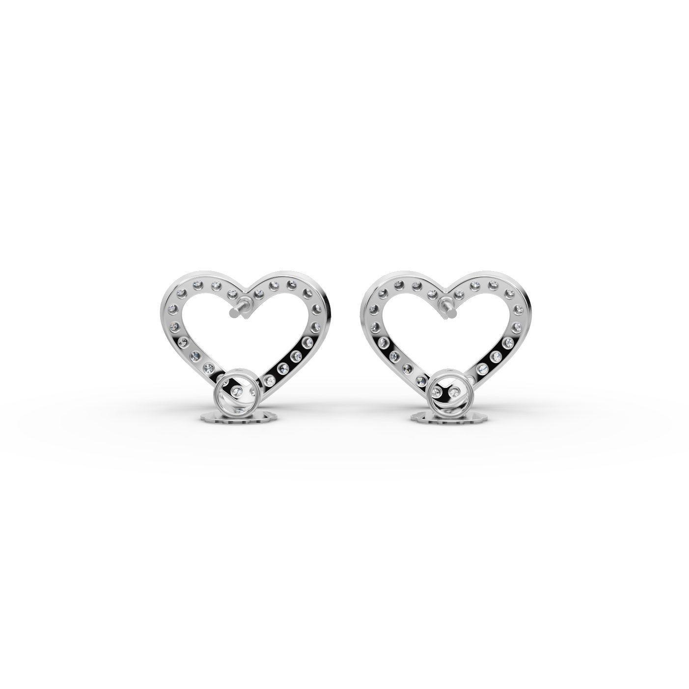 Classic Signature Heart Stud Lab-Grown Diamond Silver Earring in silver