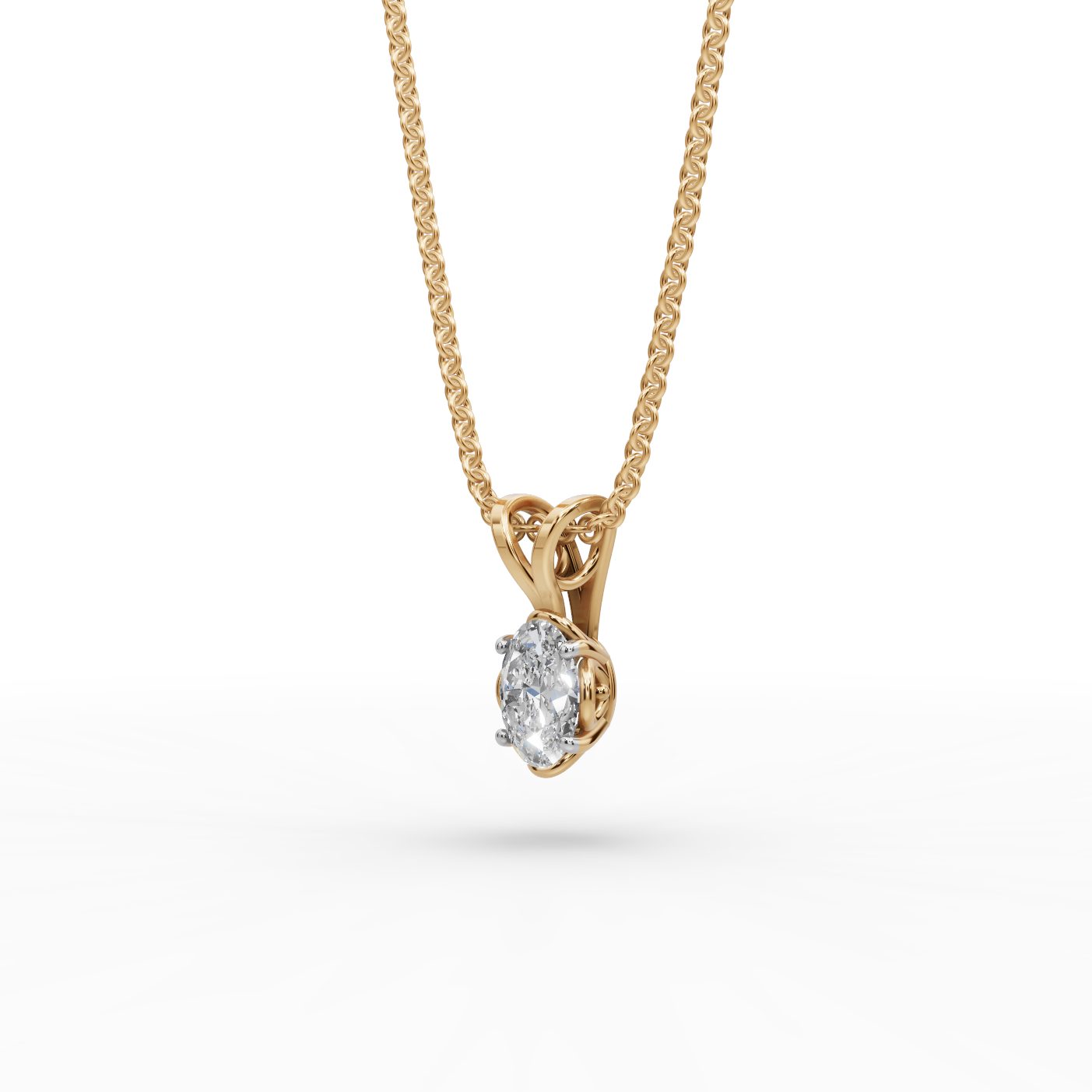 Royal Whisper Oval Lab-Grown Diamond Solitaire Pendant in yellow gold