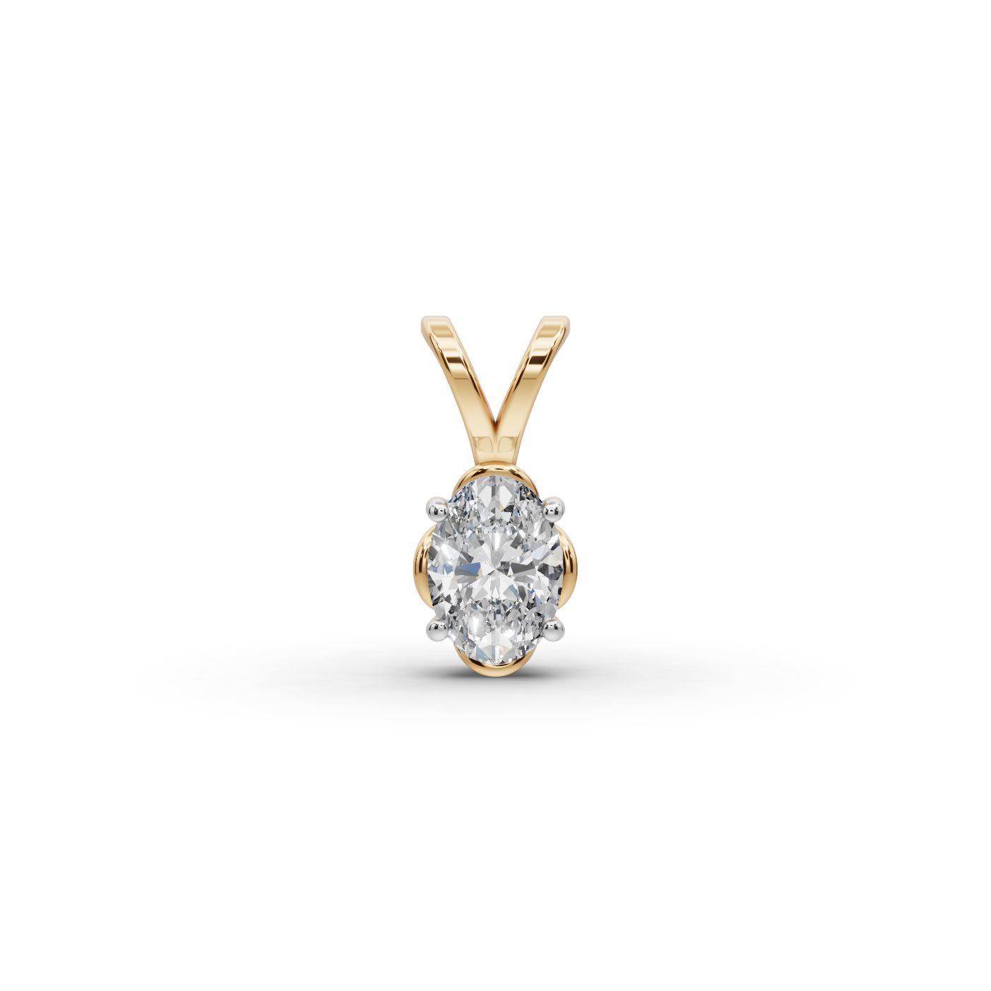 Royal Whisper Oval Lab-Grown Diamond Solitaire Pendant in yellow gold, set with lab-grown diamonds