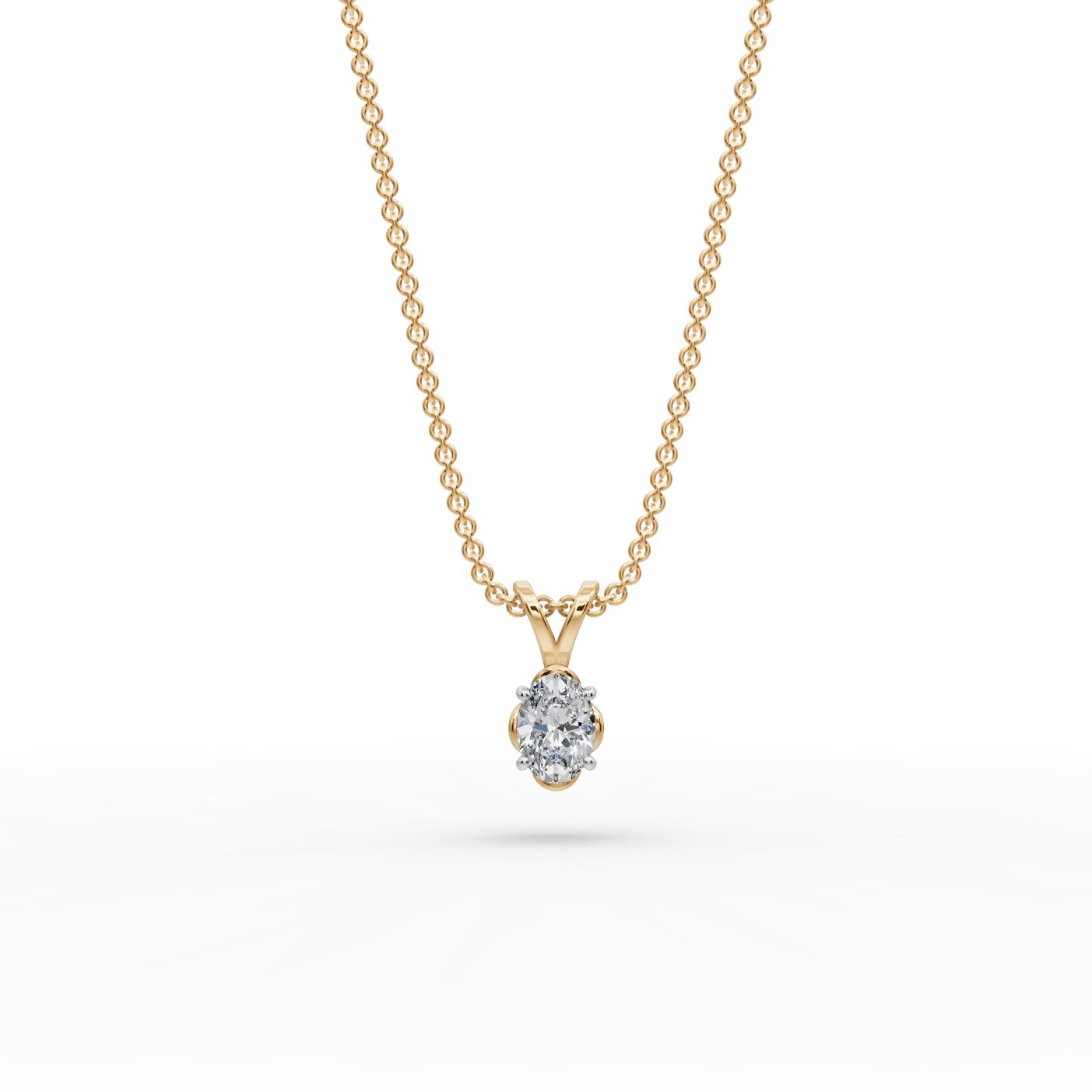 Royal Whisper Oval Lab-Grown Diamond Solitaire Pendant in yellow gold