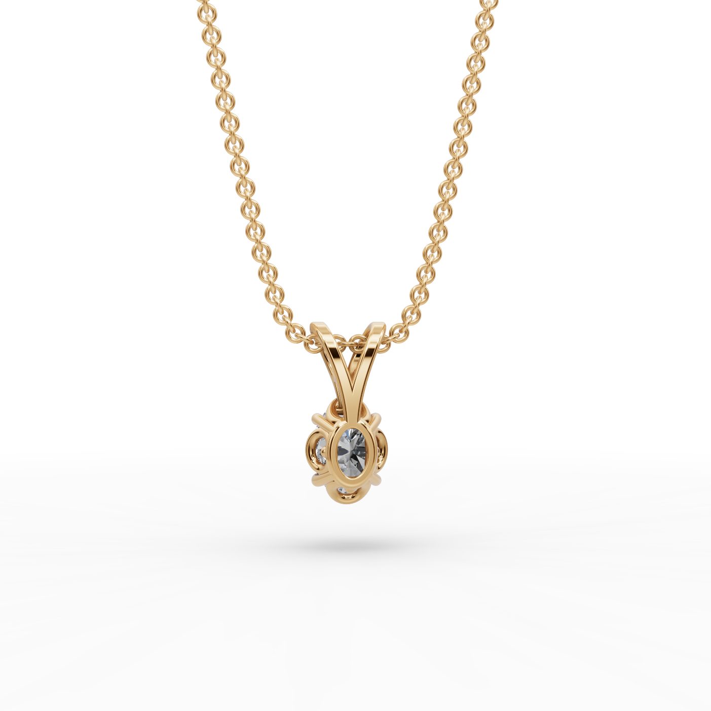 Royal Whisper Oval Lab-Grown Diamond Solitaire Pendant in yellow gold