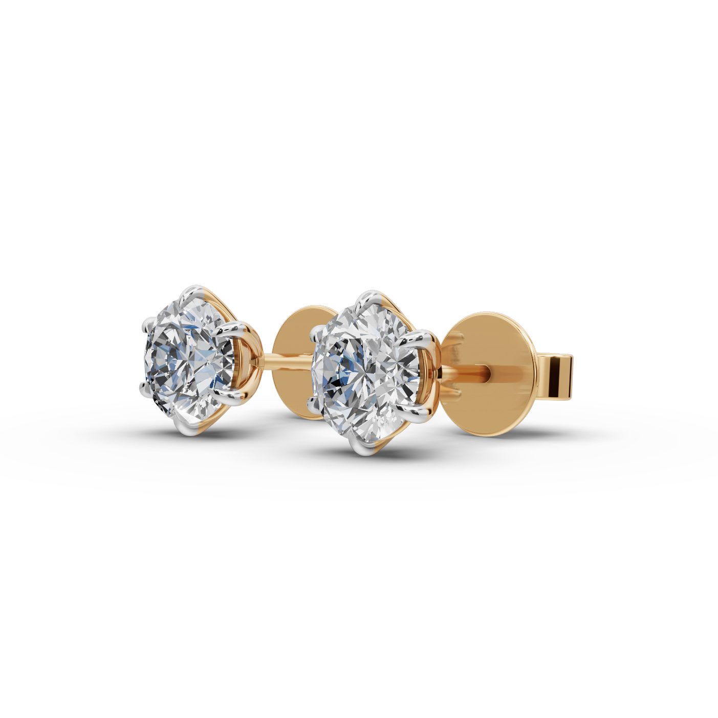 Celestial Light Round Lab-Grown Diamond Studs Earring in yellow gold, set with lab-grown diamonds