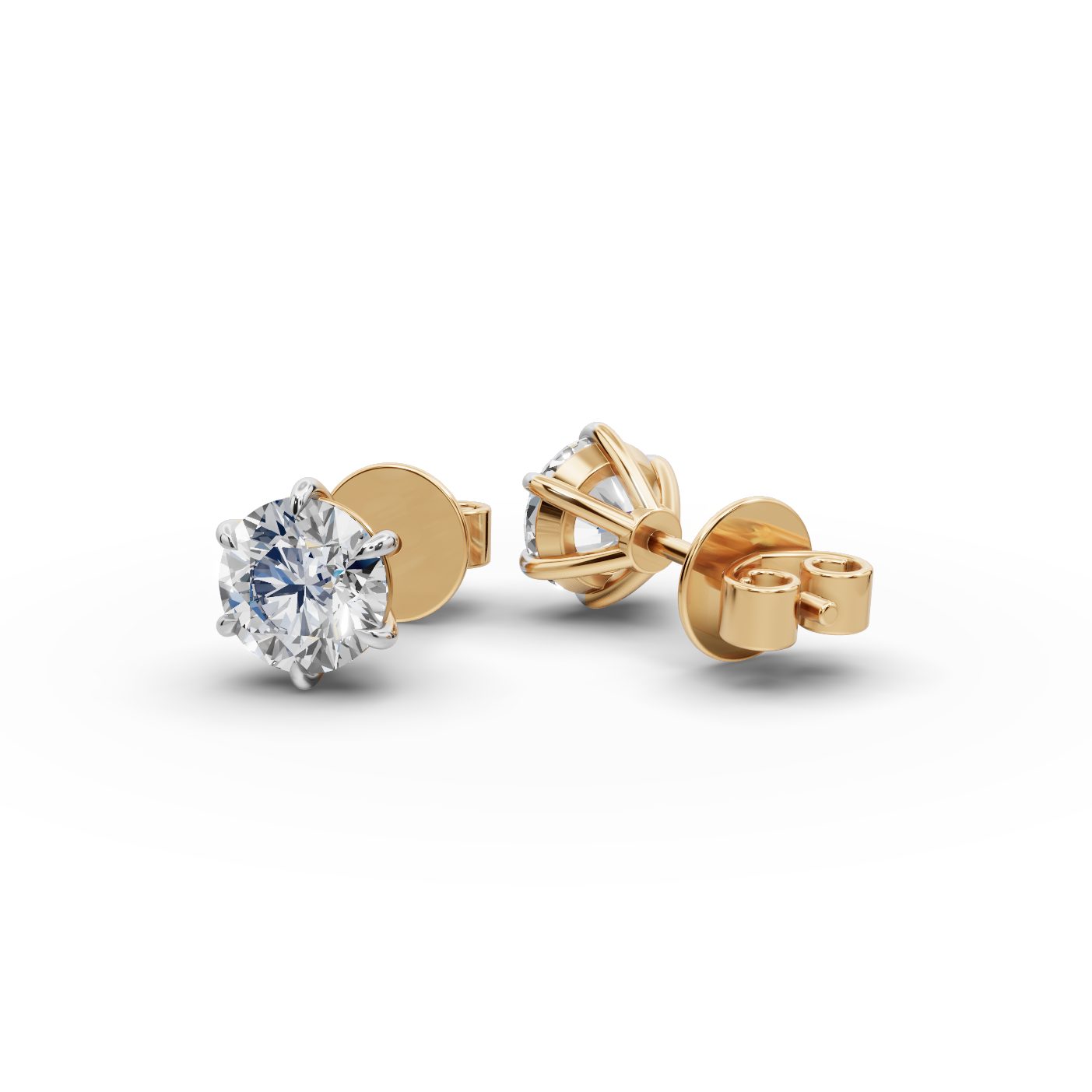 Celestial Light Round Lab-Grown Diamond Studs Earring in yellow gold