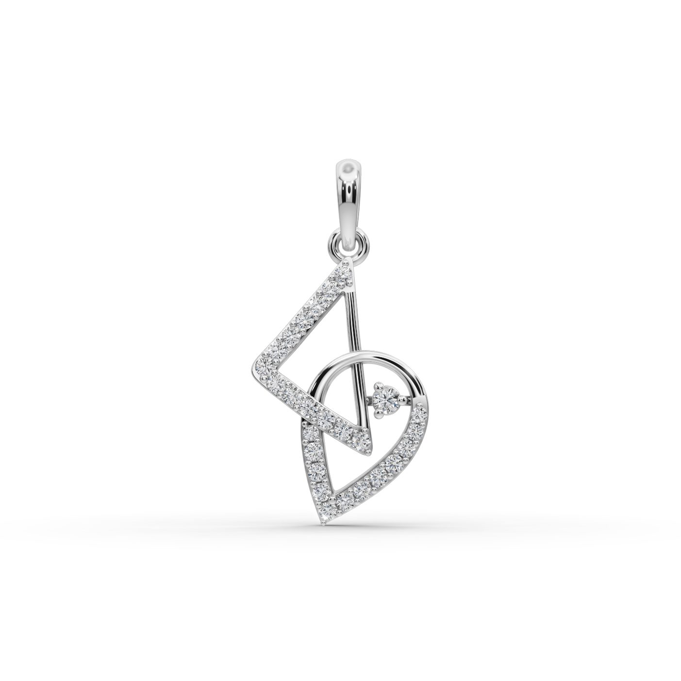 Regal Reverie Linked Petal Lab-Grown Diamond Silver Pendant in silver, set with lab-grown diamonds